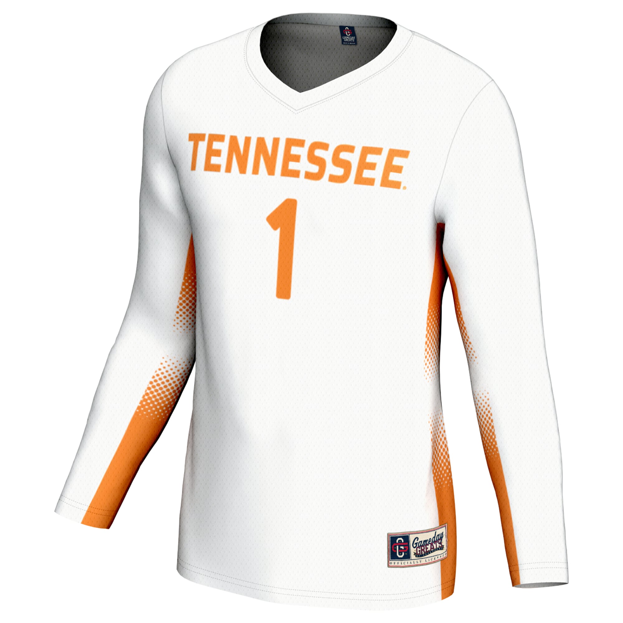 #1 Tennessee Volunteers Unisex Lightweight Volleyball Jersey White - front view