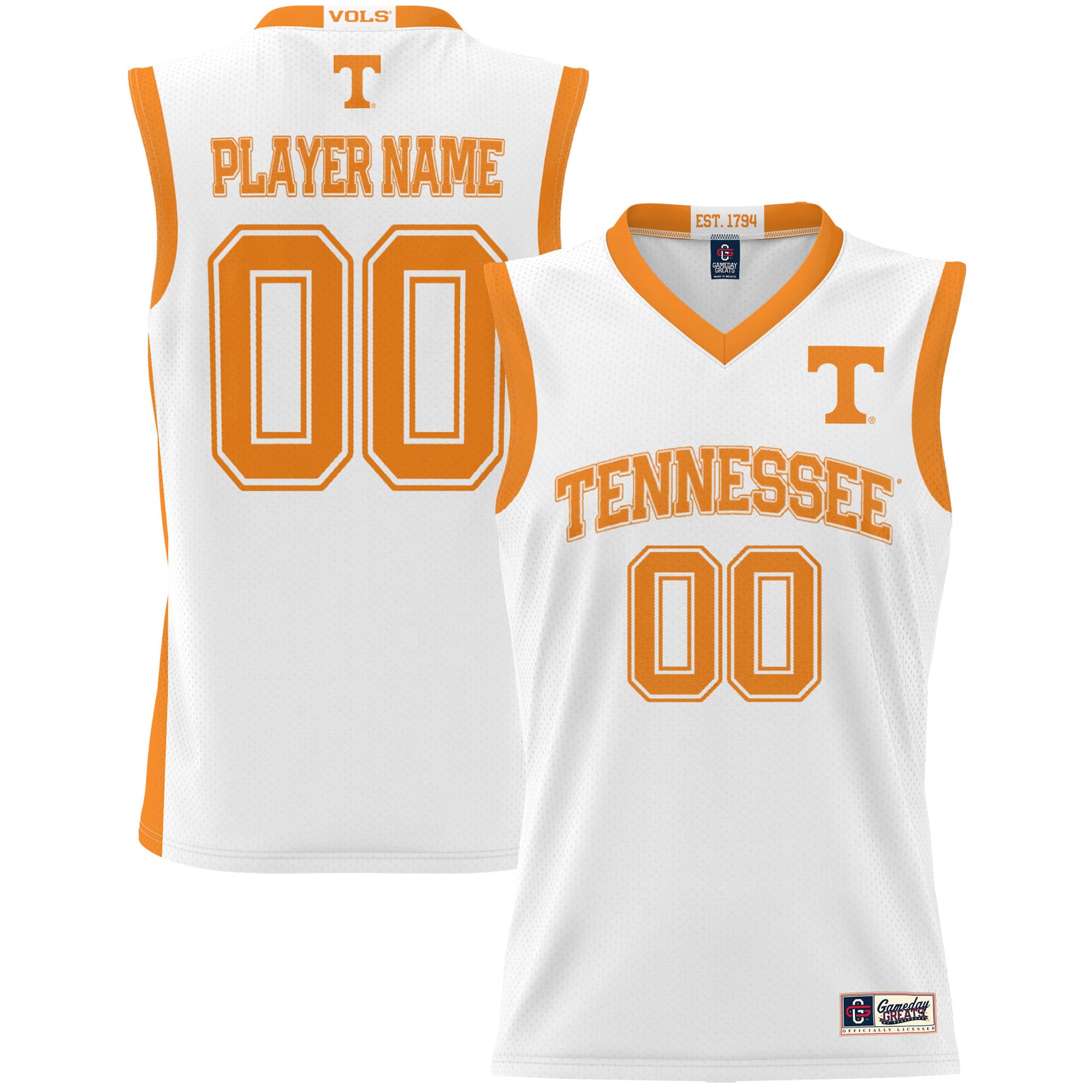 Tennessee Volunteers Youth Lightweight Women's Basketball Jersey White - front and back view