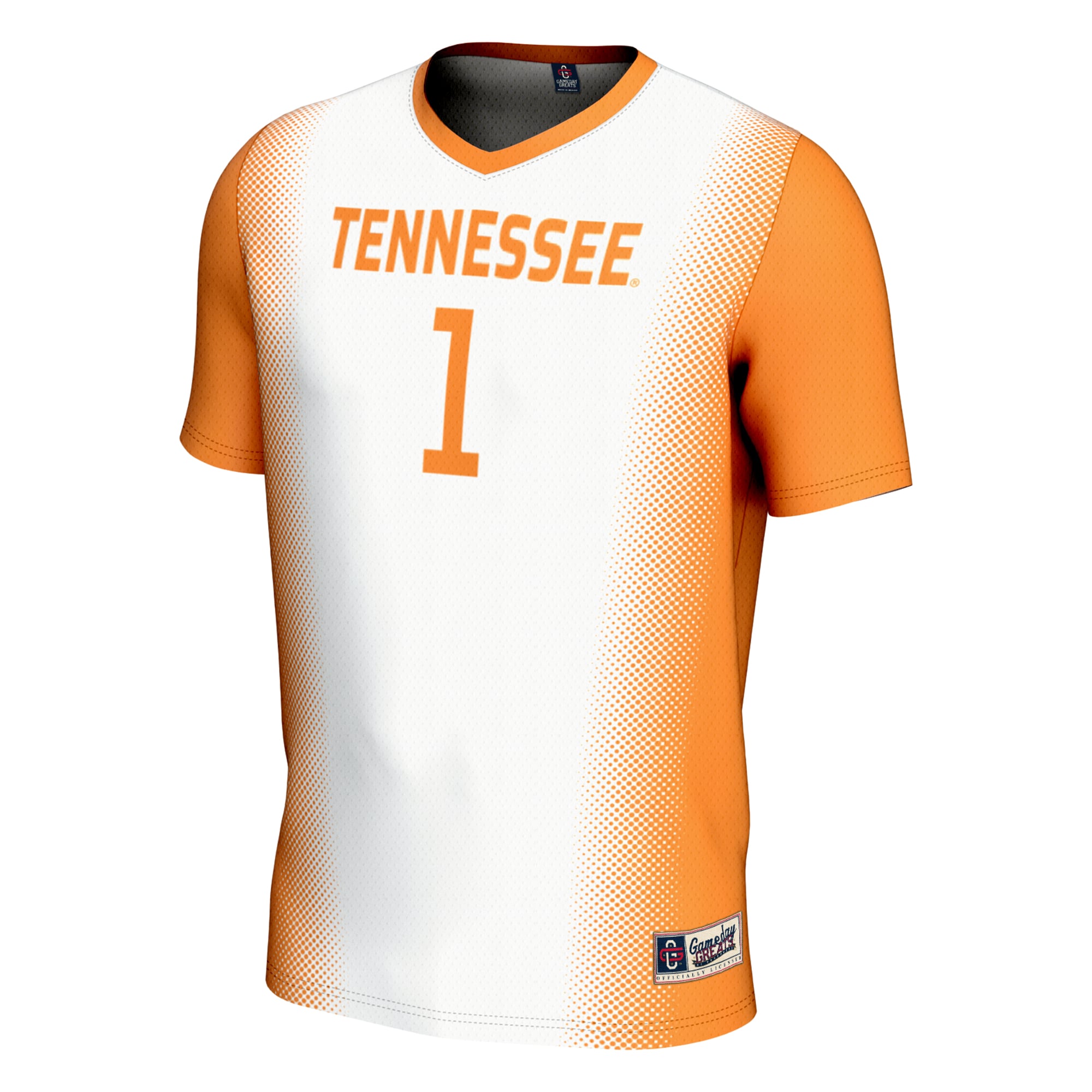 #1 Tennessee Volunteers Unisex Lightweight Women's Soccer Jersey White - front view