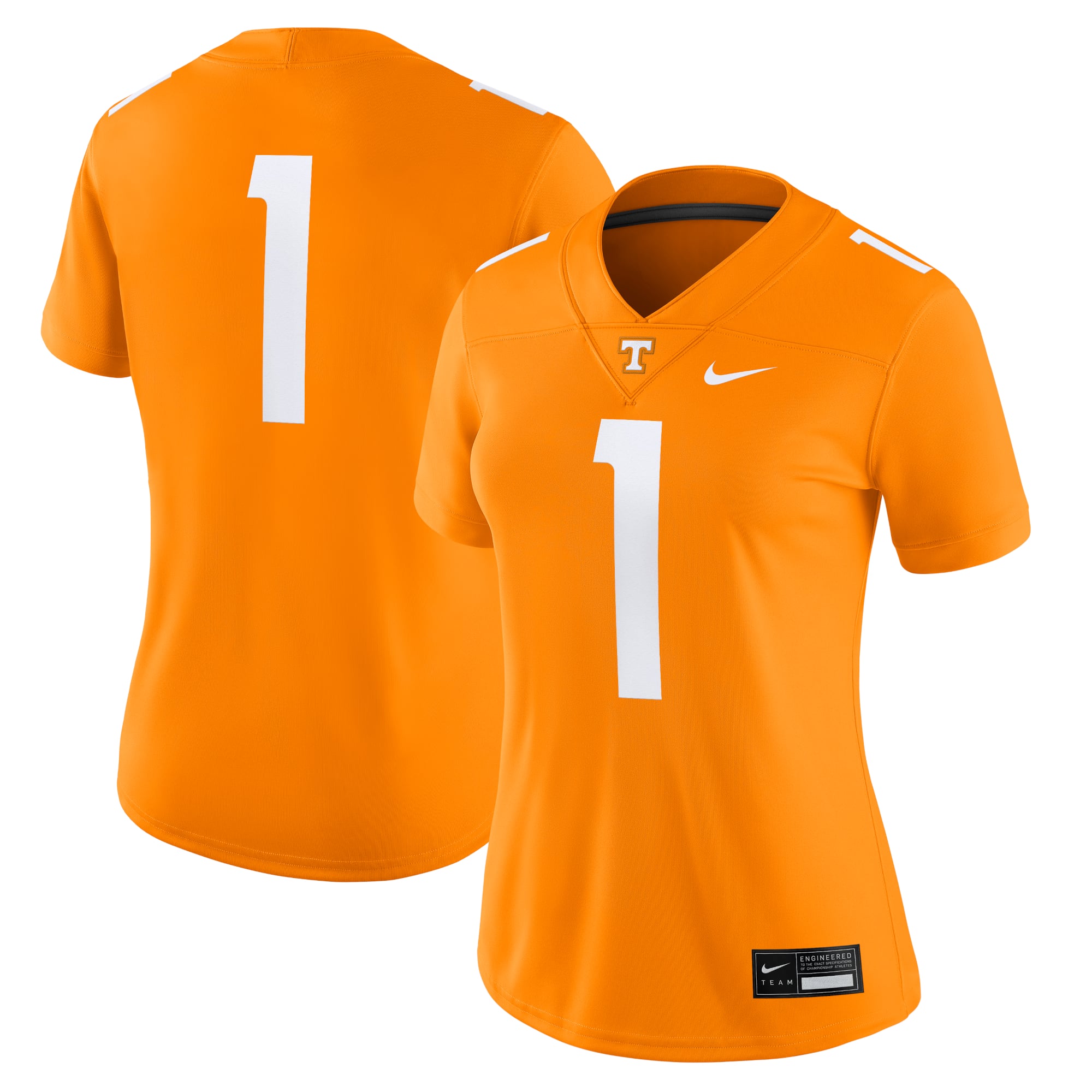 #1 Tennessee Volunteers Women's Jersey Tennessee Orange - front and back view