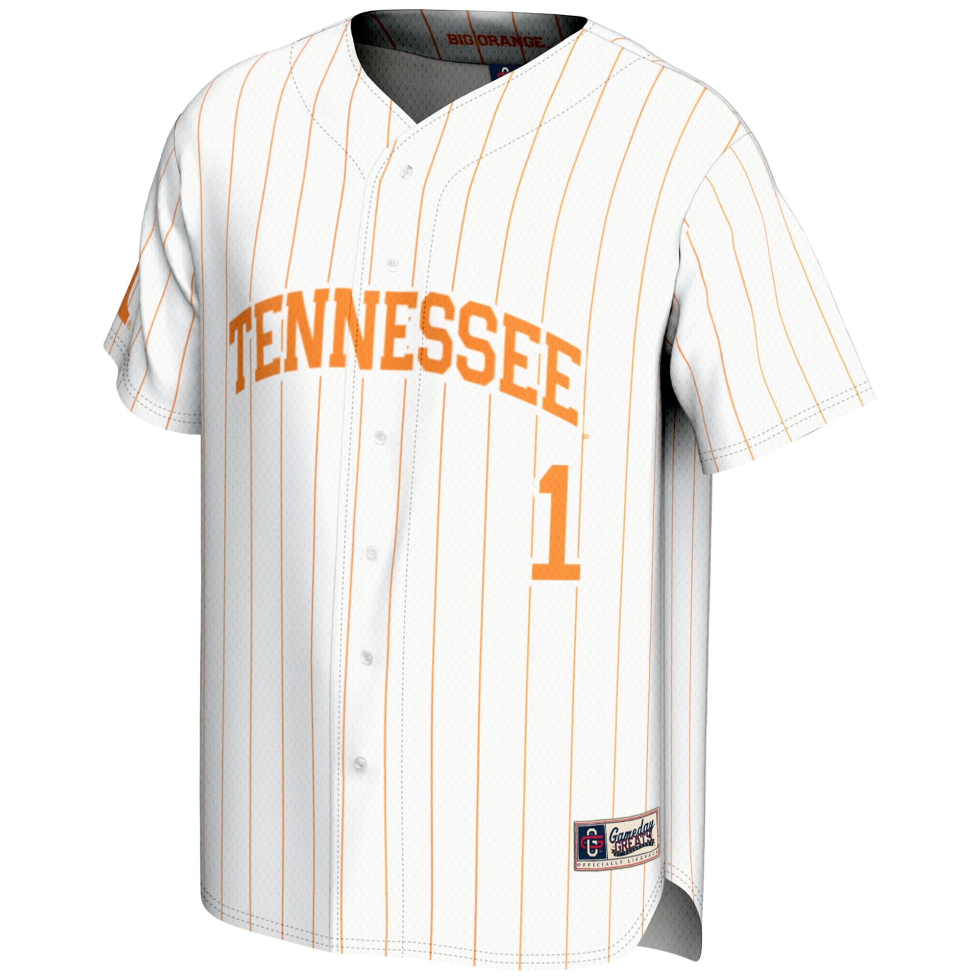 #1 Tennessee Volunteers Youth Lightweight Baseball Jersey White - front view