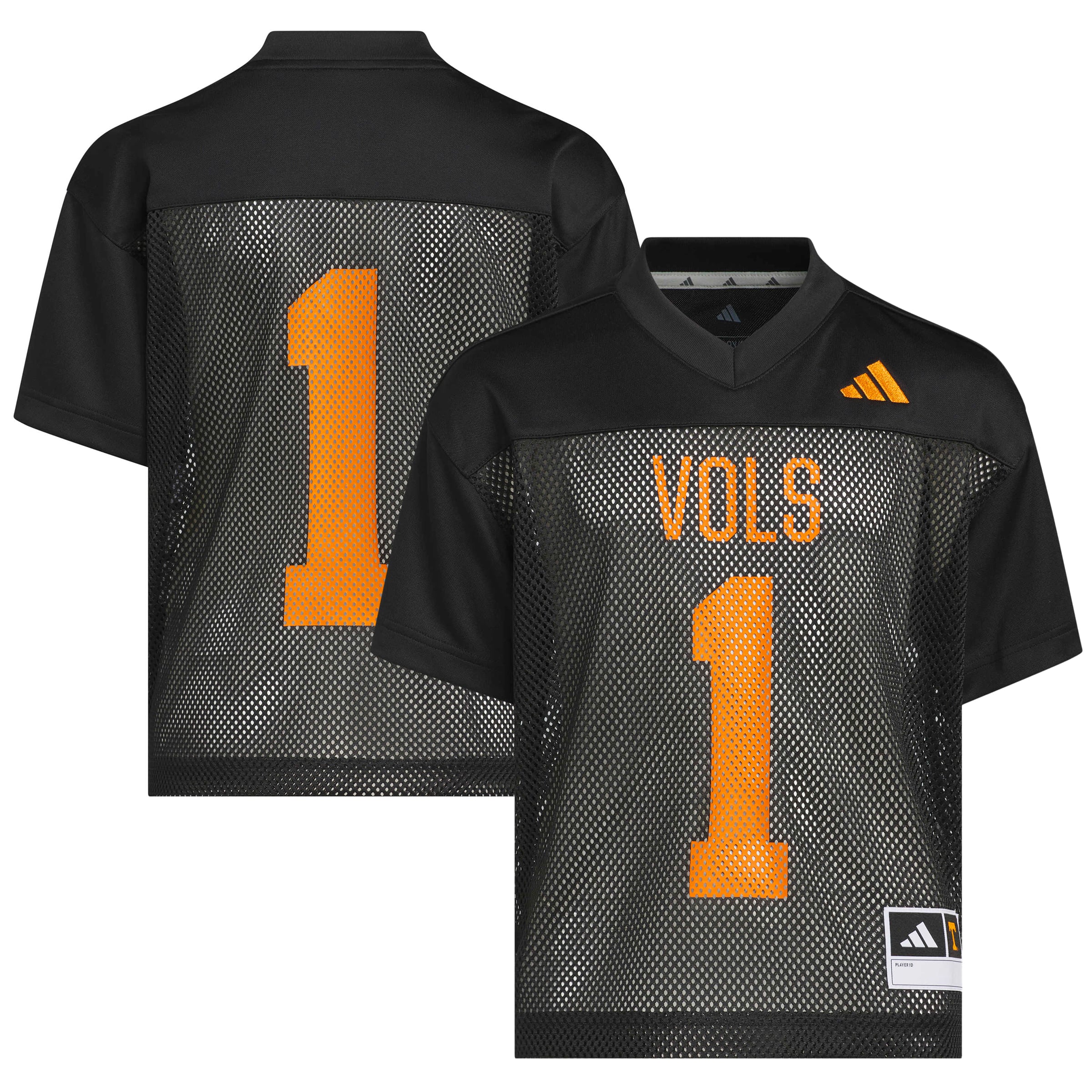 Tennessee Volunteers Youth Tailgate Jersey Black - front and back view