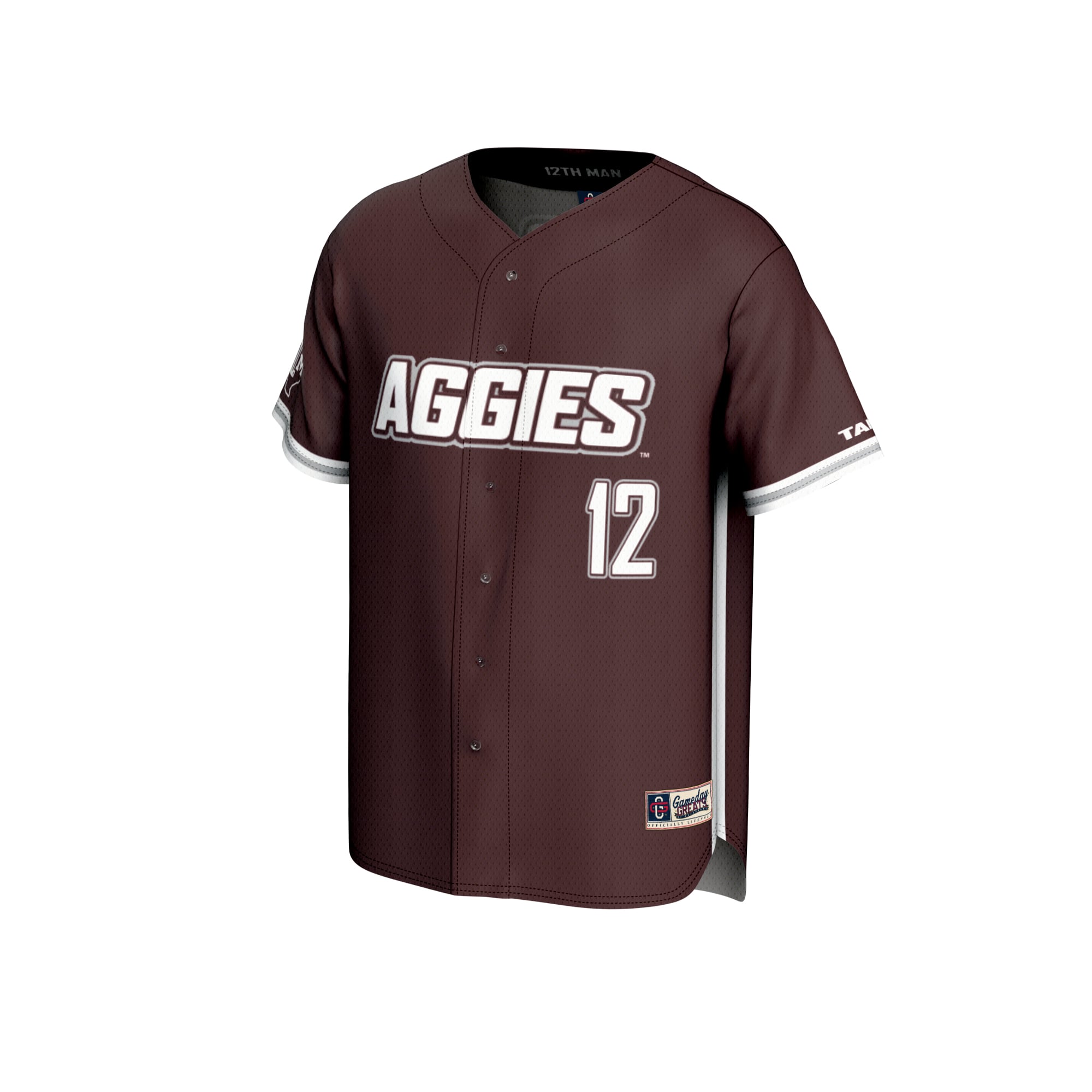Texas A&M Aggies Adult Lightweight Baseball Jersey Maroon - front view