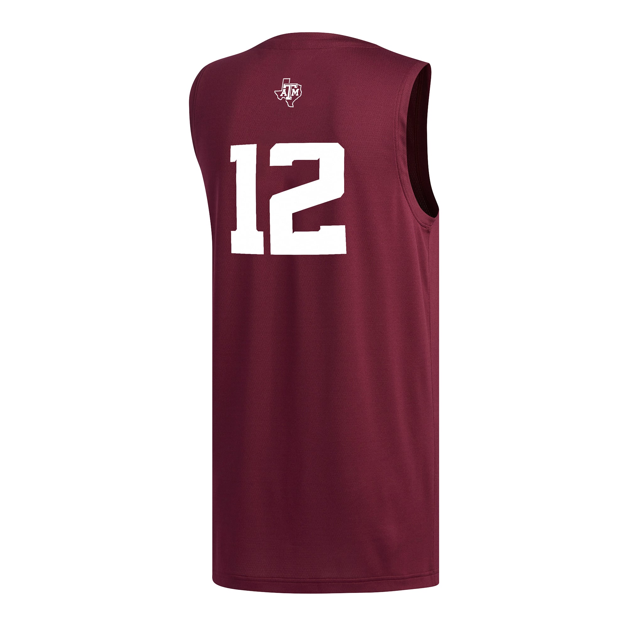#12 Texas A&M Aggies Basketball Jersey Maroon - back view