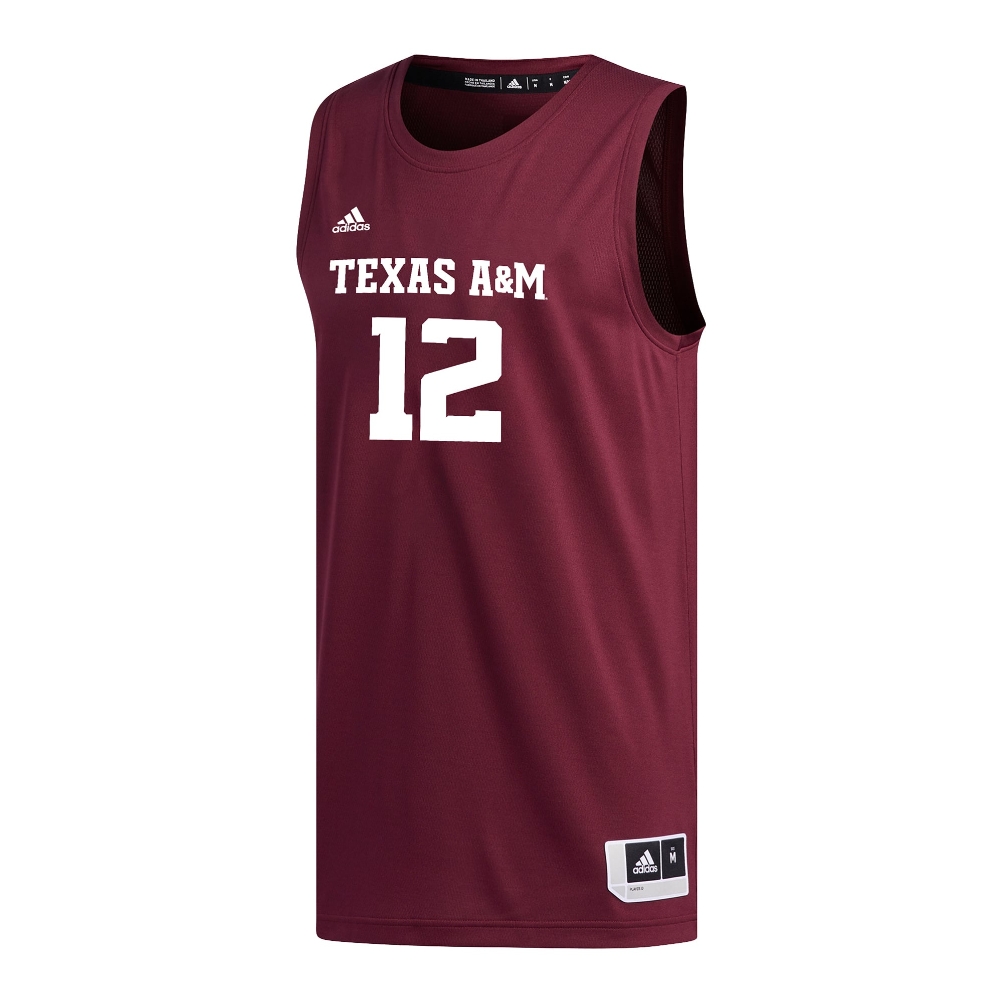 #12 Texas A&M Aggies Basketball Jersey Maroon - front view