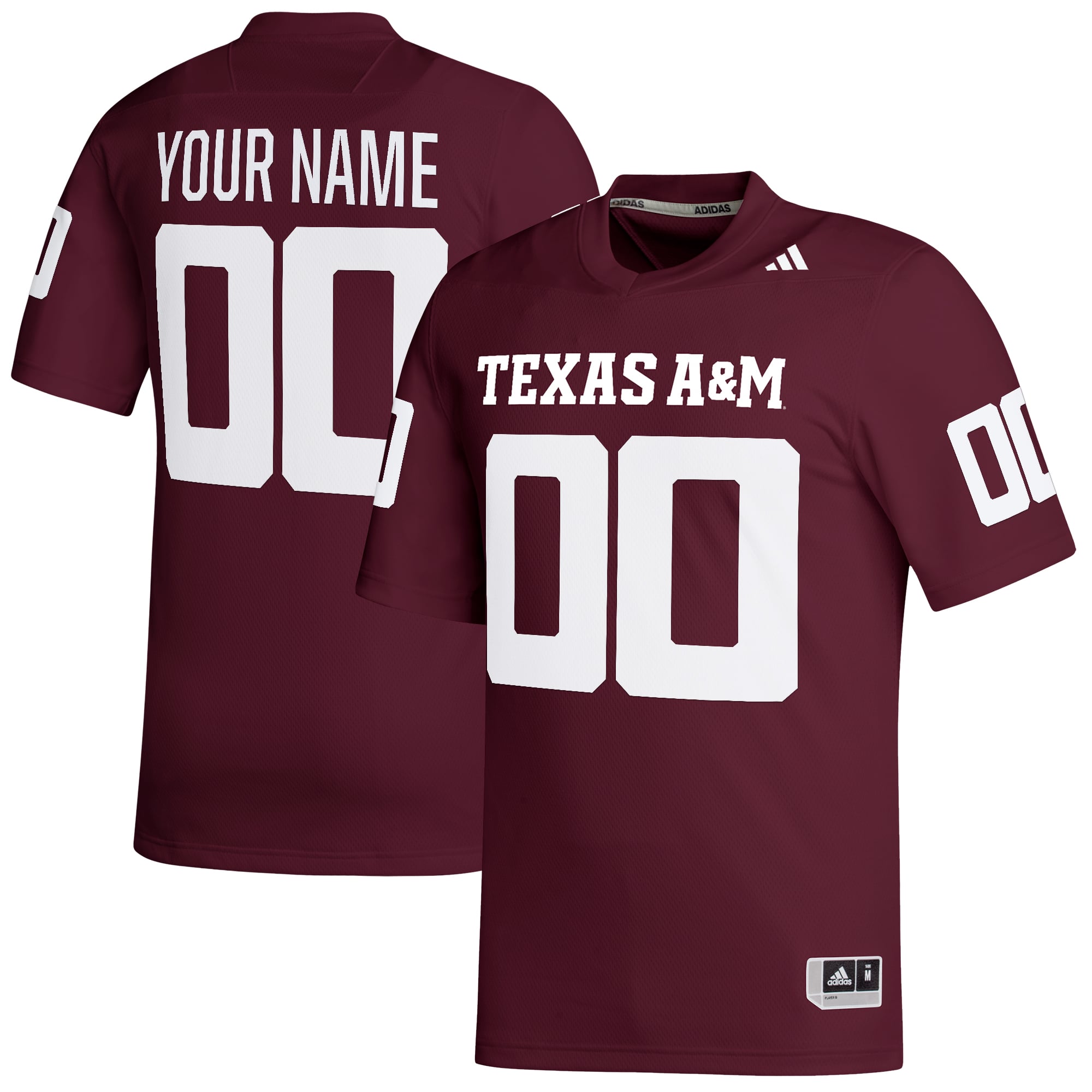 Texas A&M Aggies Custom Football Jersey Maroon - front and back view