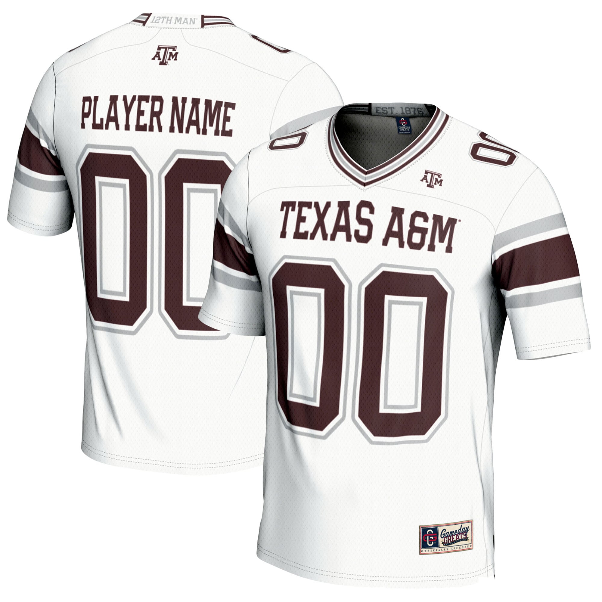 Texas A&M Aggies Football Jersey White - front and back view