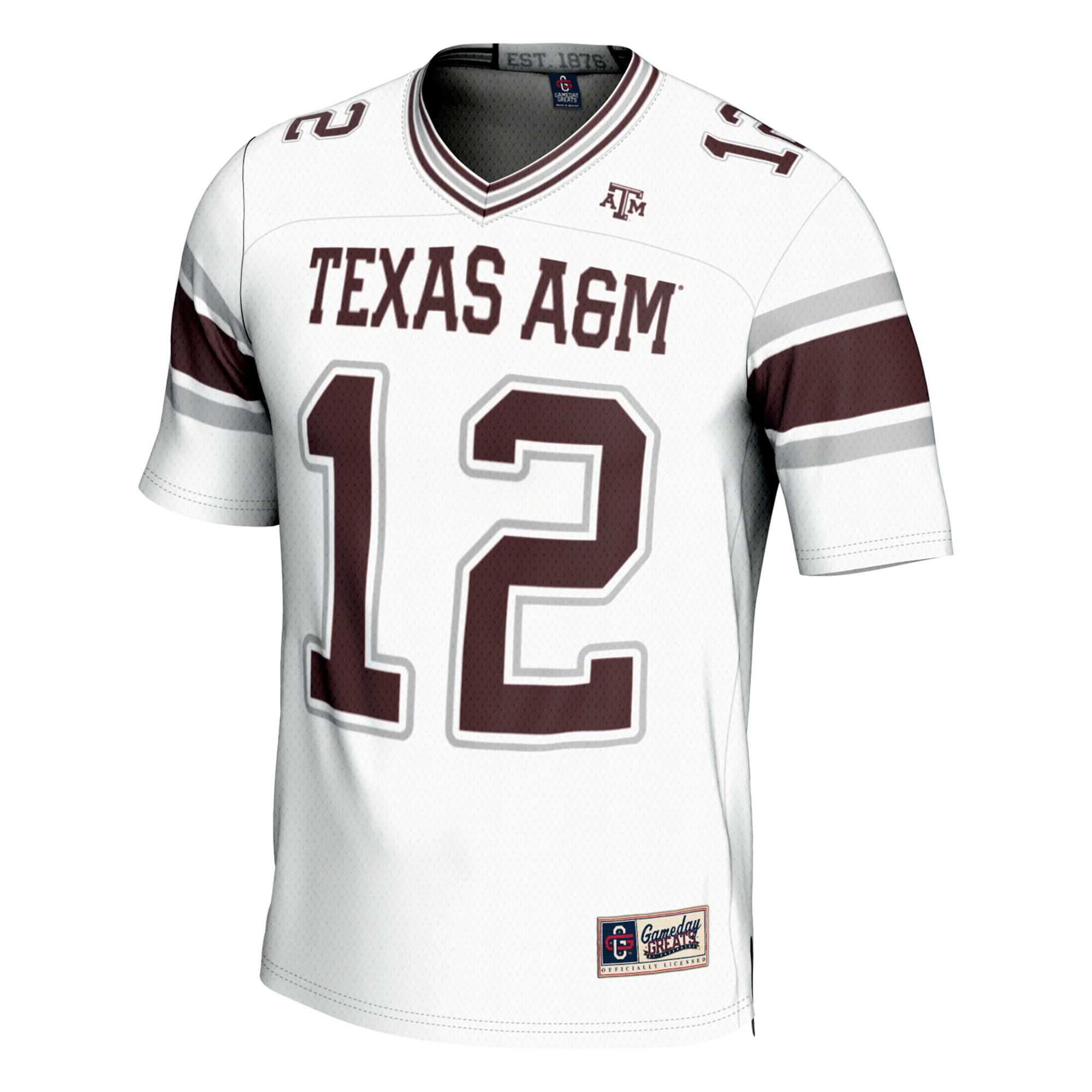 #12 Texas A&M Aggies Football Lightweight Fashion Jersey White - front view