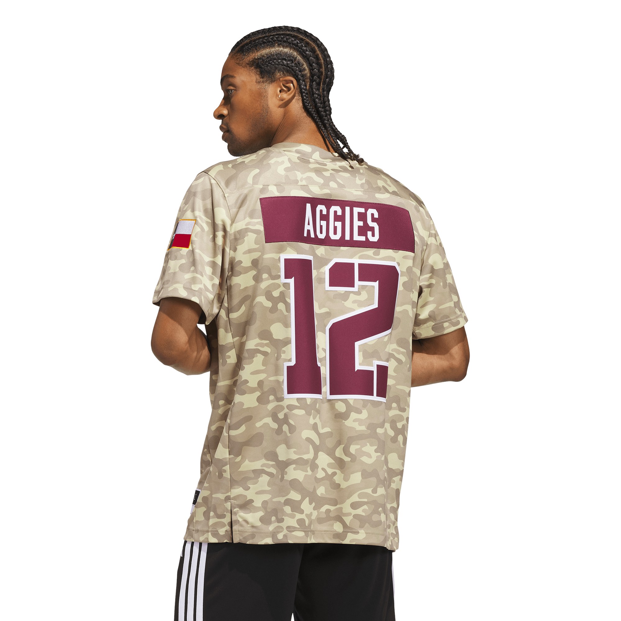 #12 Texas A&M Aggies Honor & Support Strategy Jersey Beige - front view