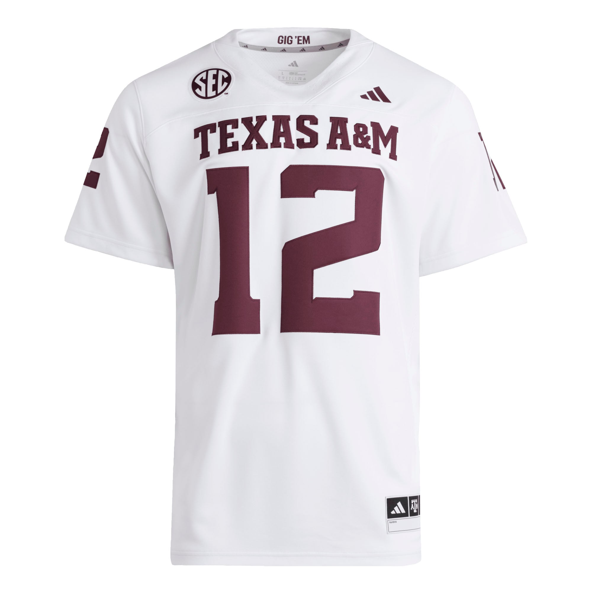 #12 Texas A&M Aggies Jersey White - back view