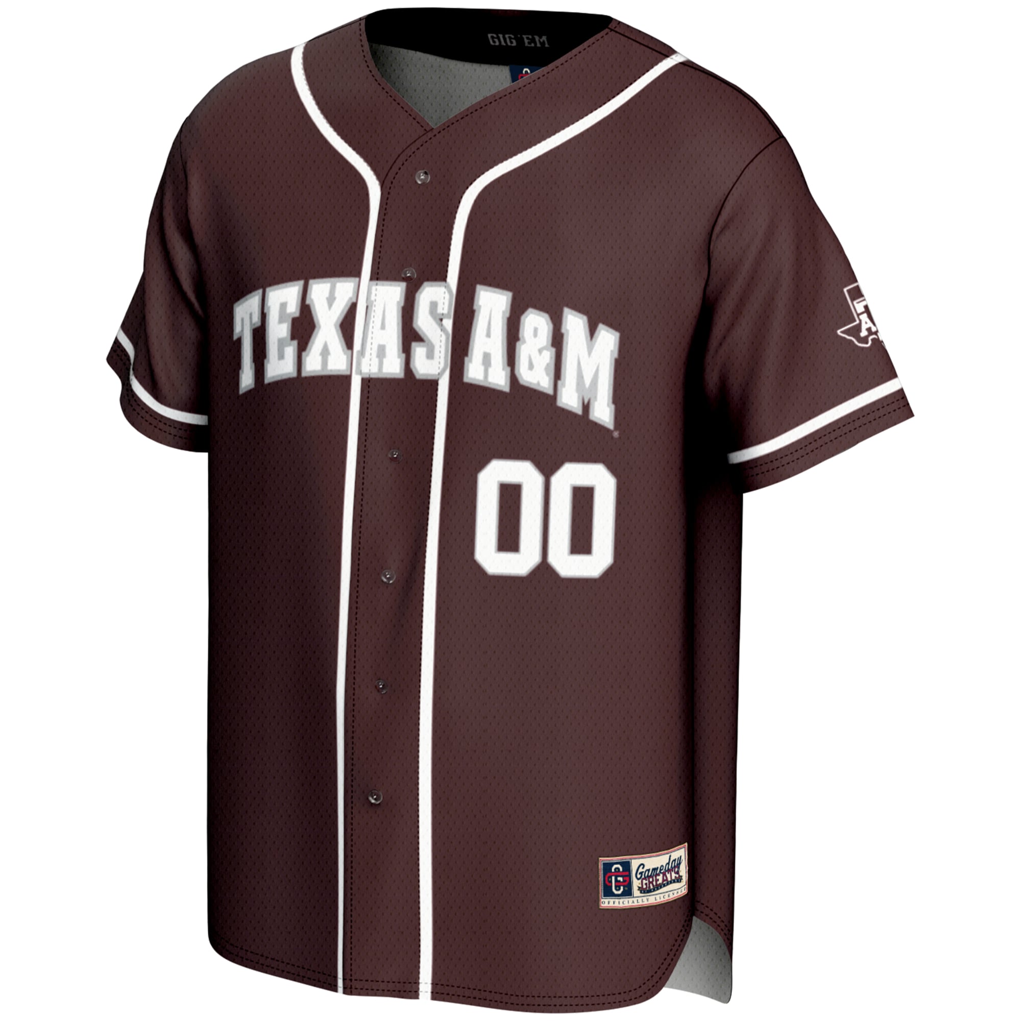 Texas A&M Aggies Lightweight Baseball Jersey Maroon - front view