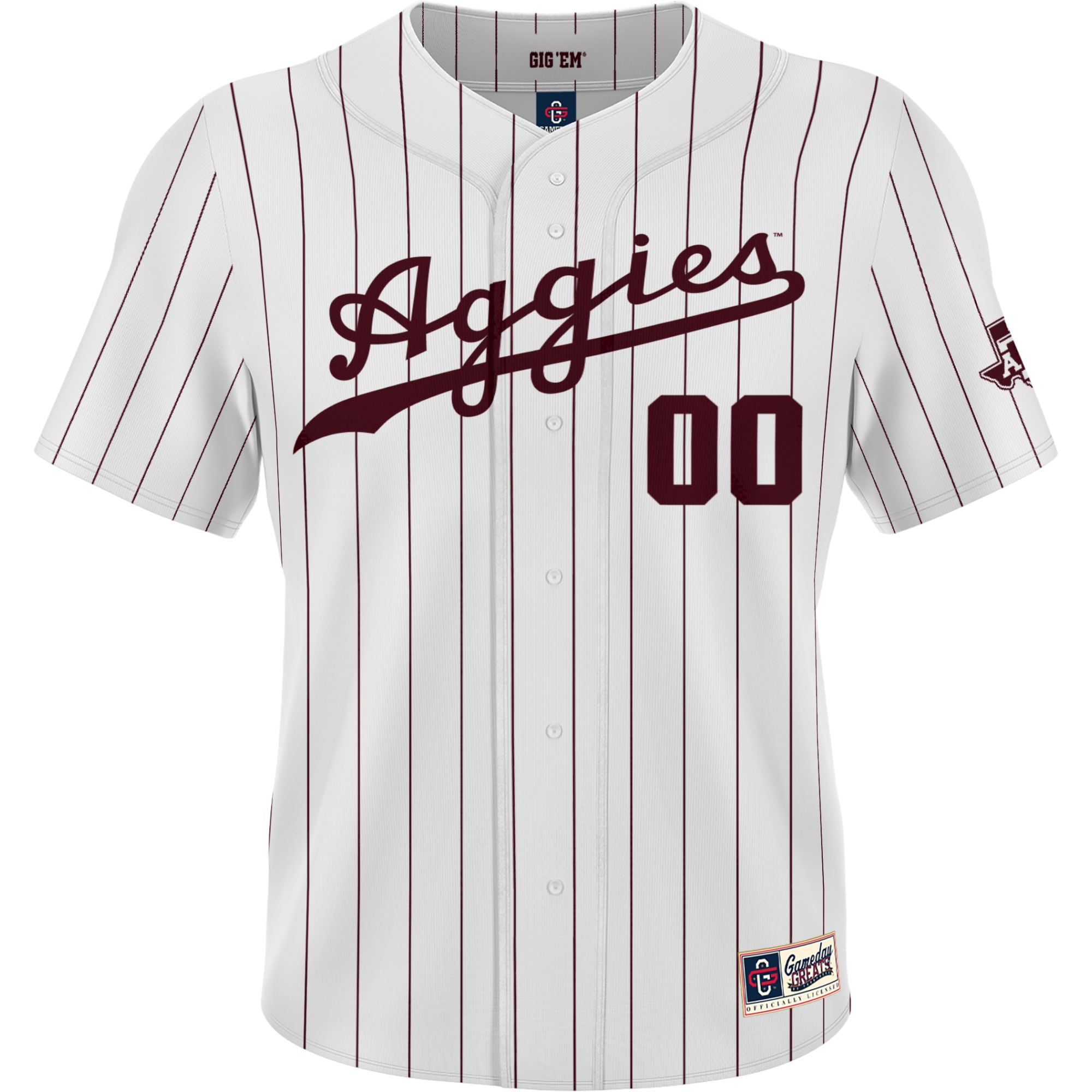 Texas A&M Aggies Lightweight Baseball Jersey White - front view