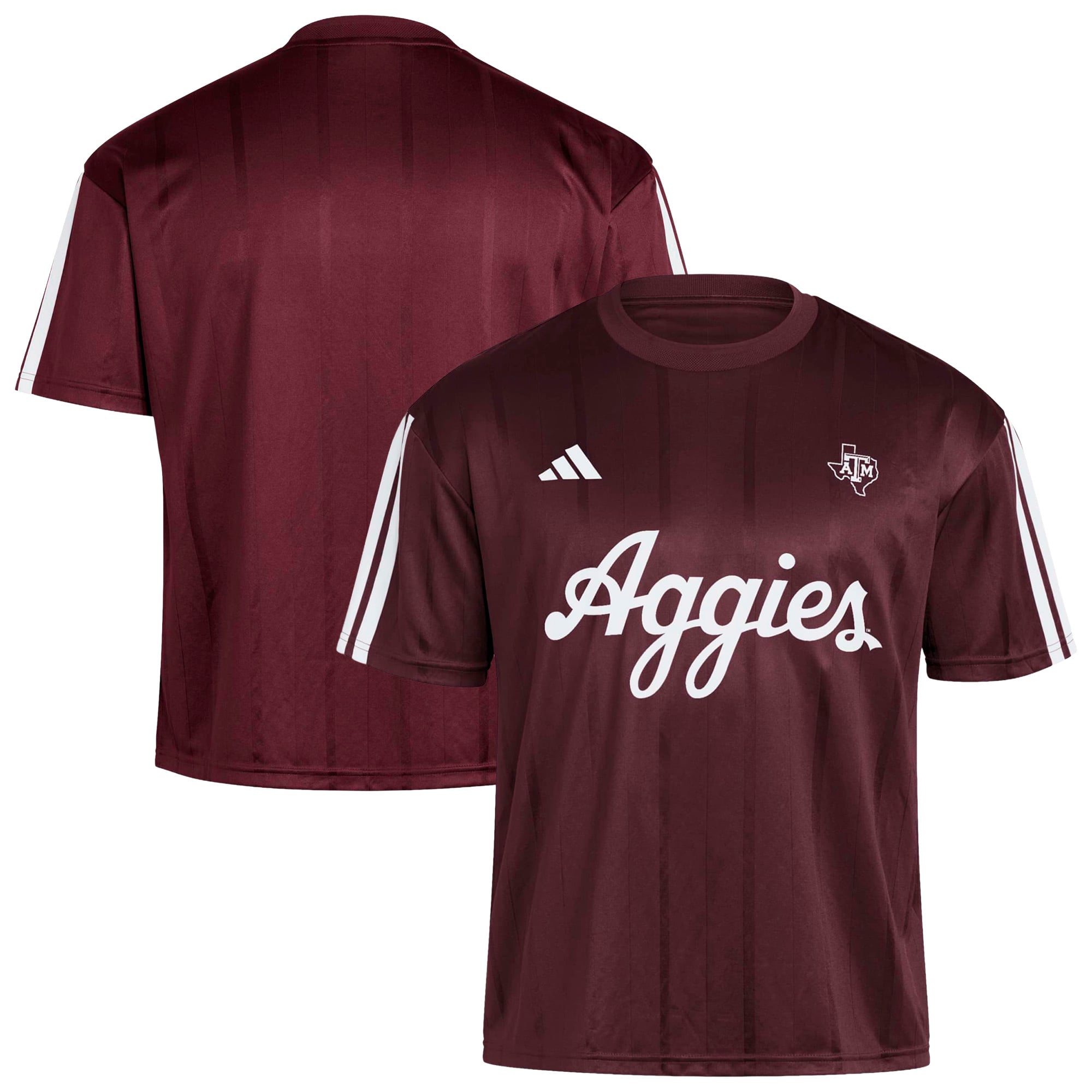 Texas A&M Aggies Soccer Fashion Jersey Maroon - front and back view