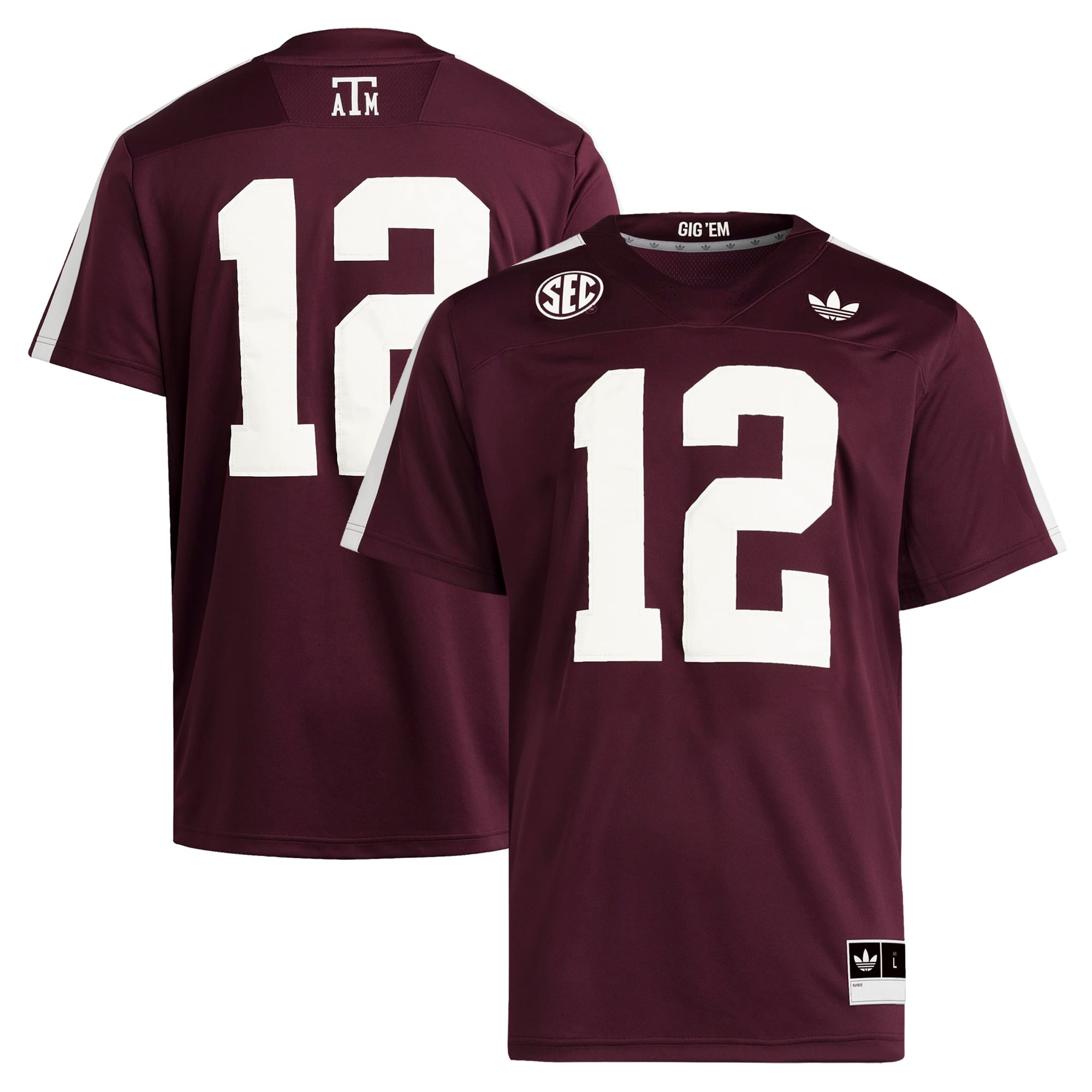 #12 Texas A&M Aggies Strategy Jersey Maroon - front and back view