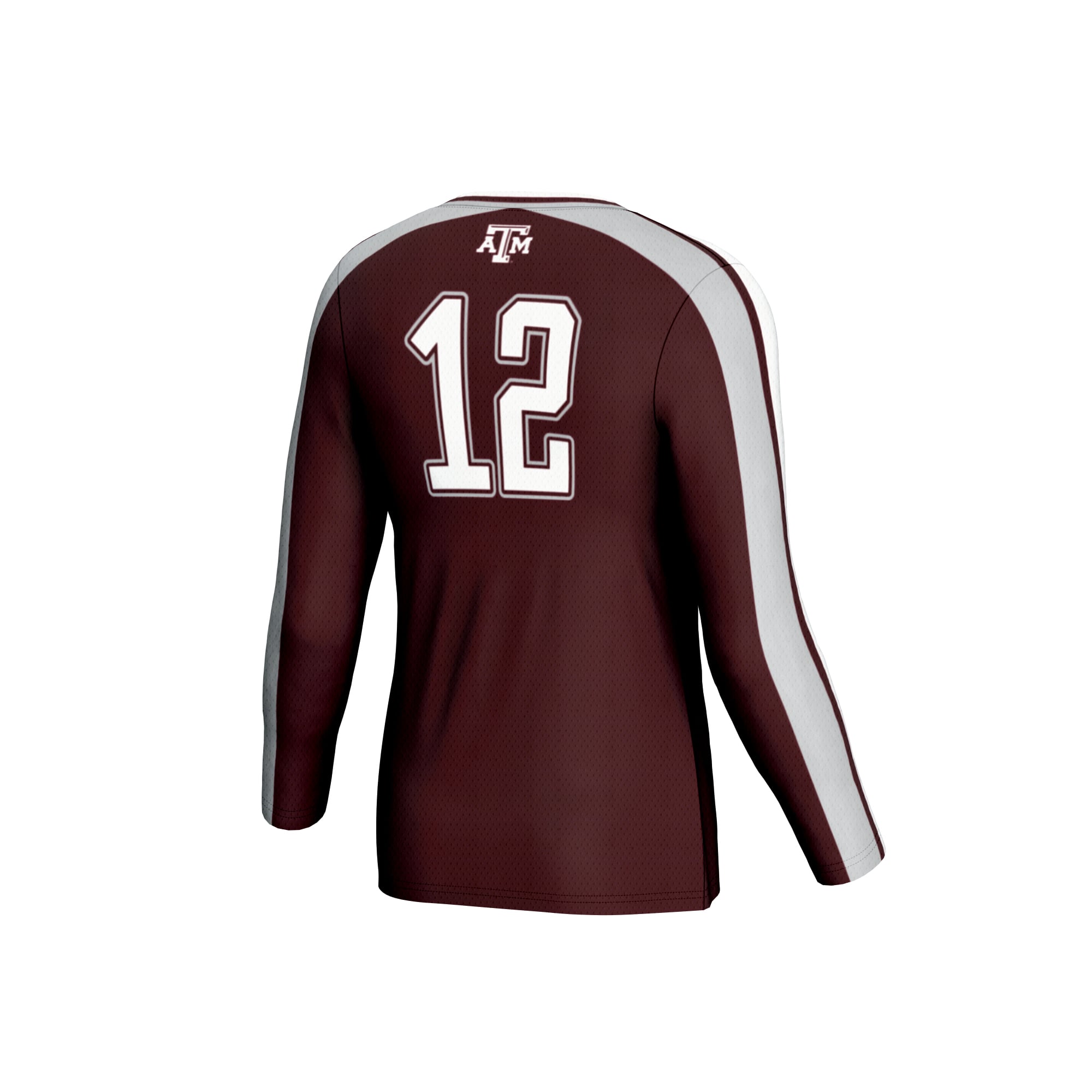 Texas A&M Aggies Youth #12 Lightweight Volleyball Fashion Jersey Maroon - back view