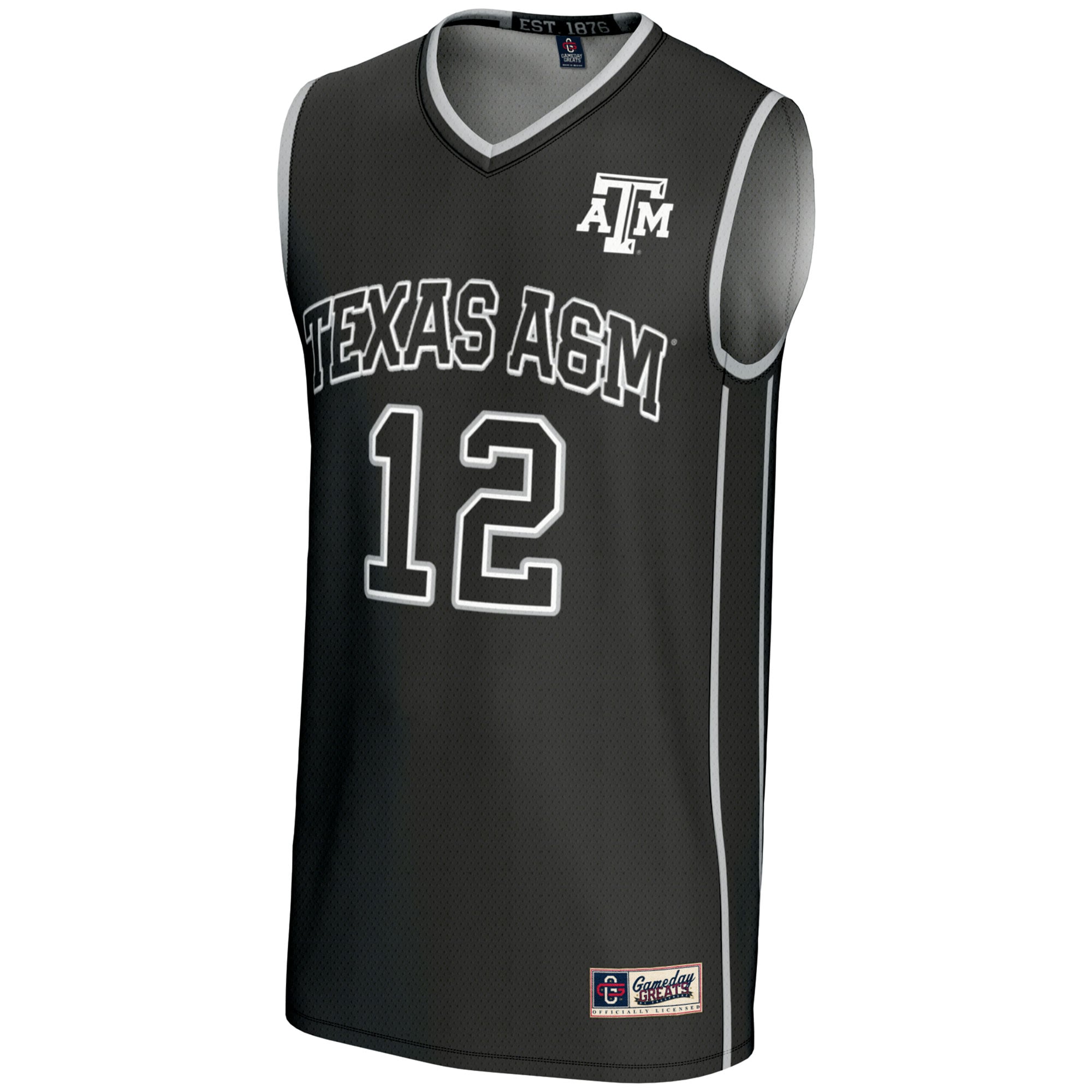 #12 Texas A&M Aggies Unisex Basketball Lightweight Fashion Jersey Black - front view