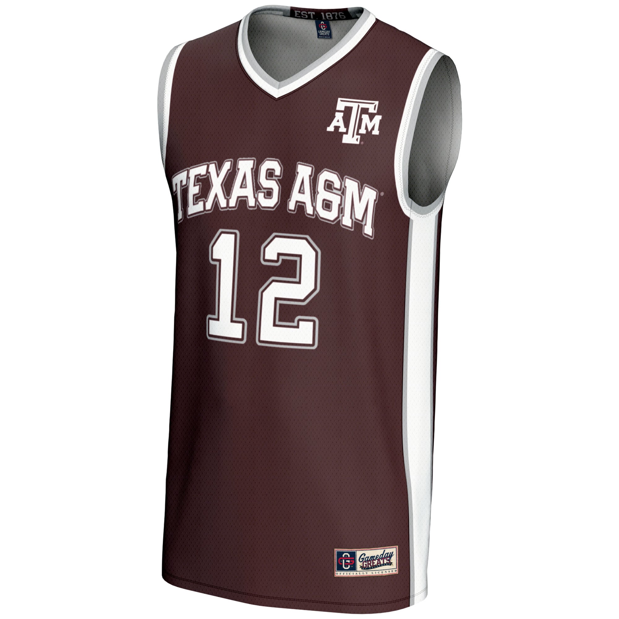 #12 Texas A&M Aggies Unisex Basketball Lightweight Fashion Jersey Maroon - front view