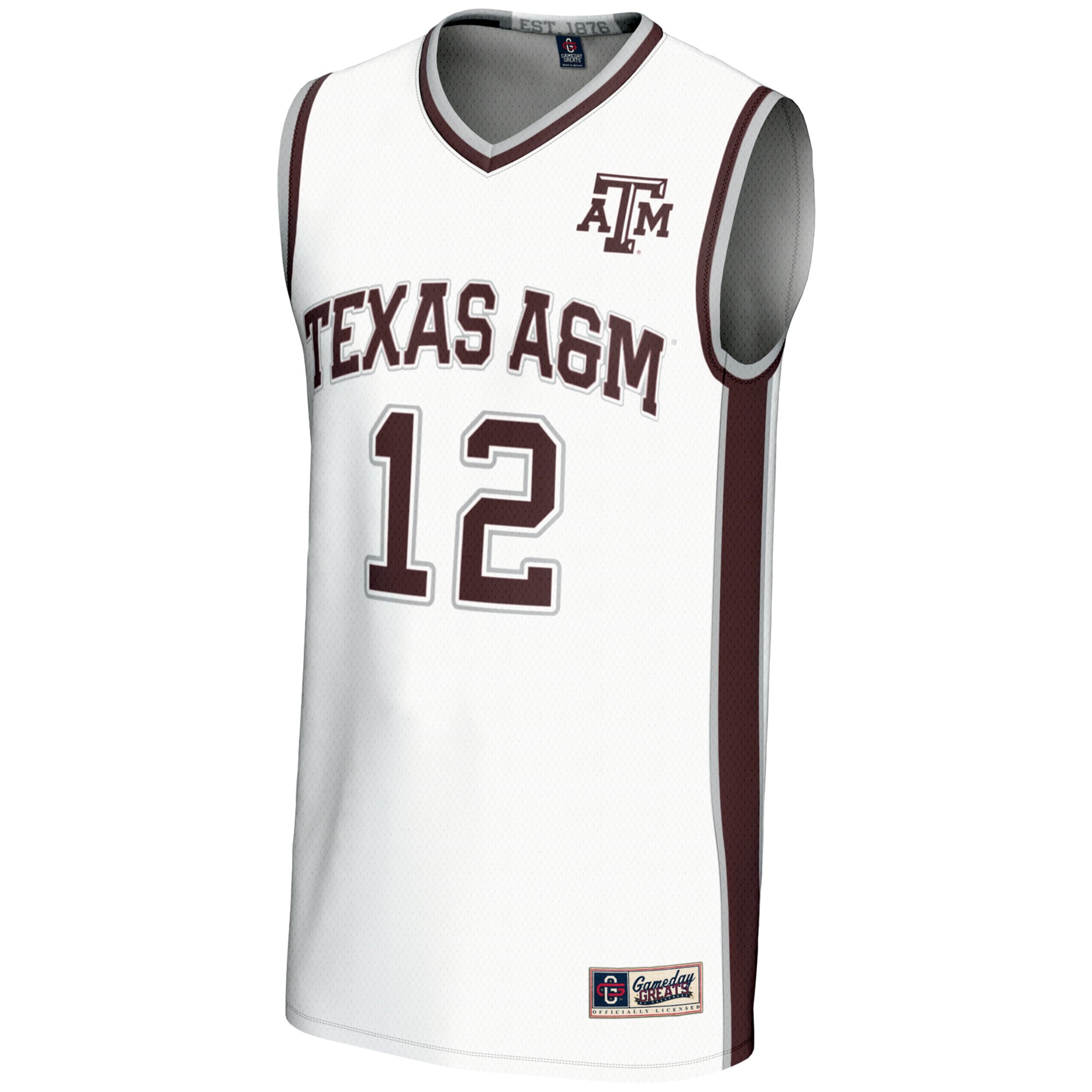 #12 Texas A&M Aggies Unisex Basketball Lightweight Fashion Jersey White - front view