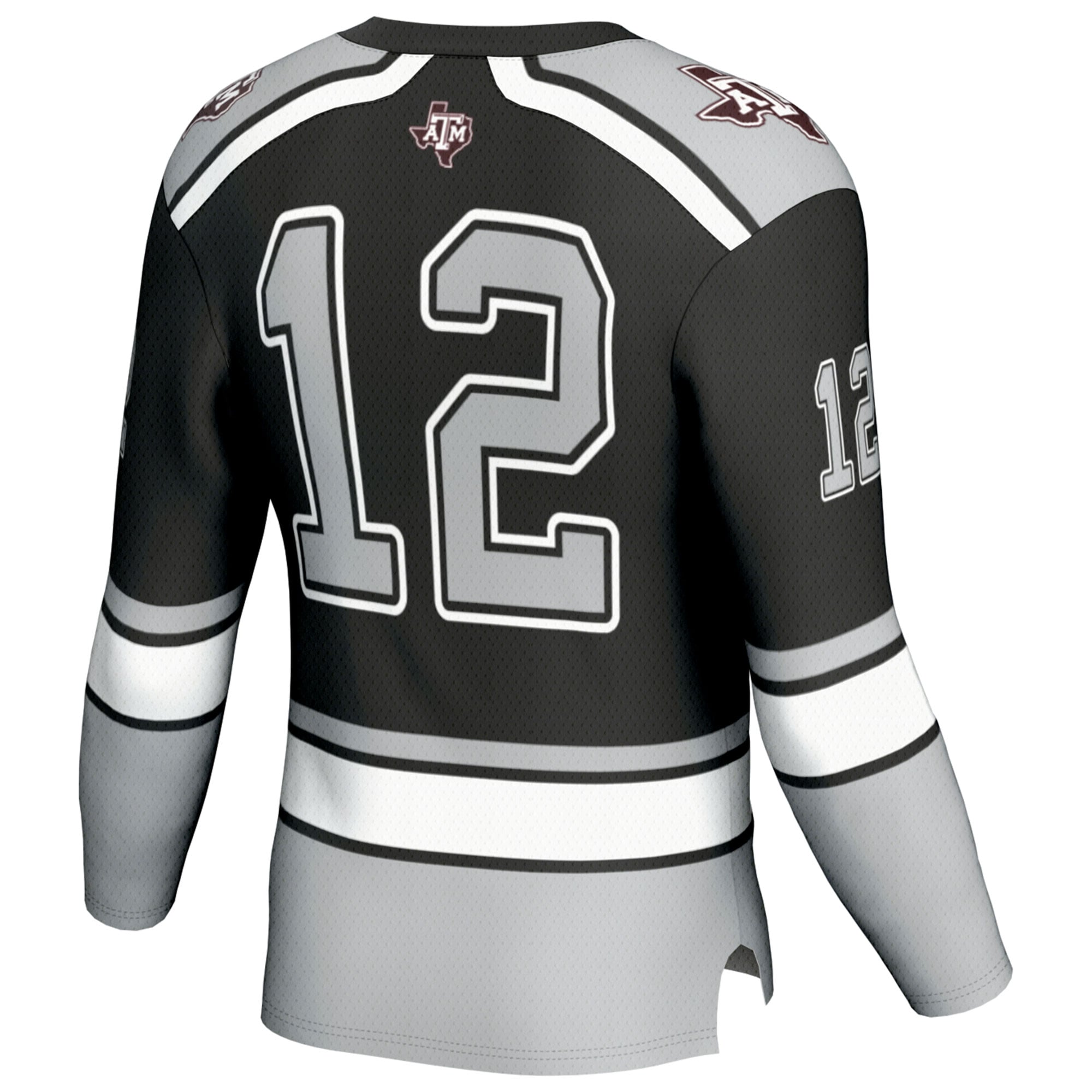 #12 Texas A&M Aggies Unisex Hockey Fashion Jersey - Black - back view