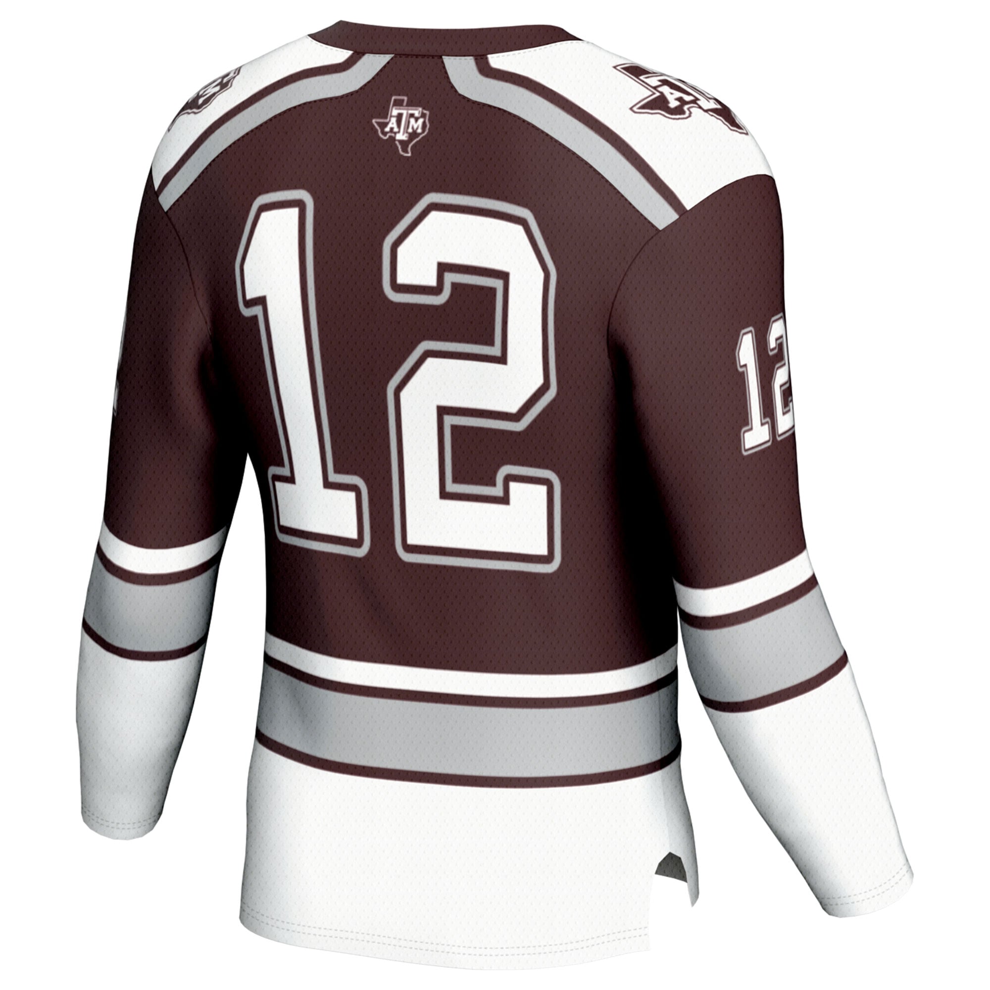 #12 Texas A&M Aggies Unisex Hockey Fashion Jersey - Maroon - back view