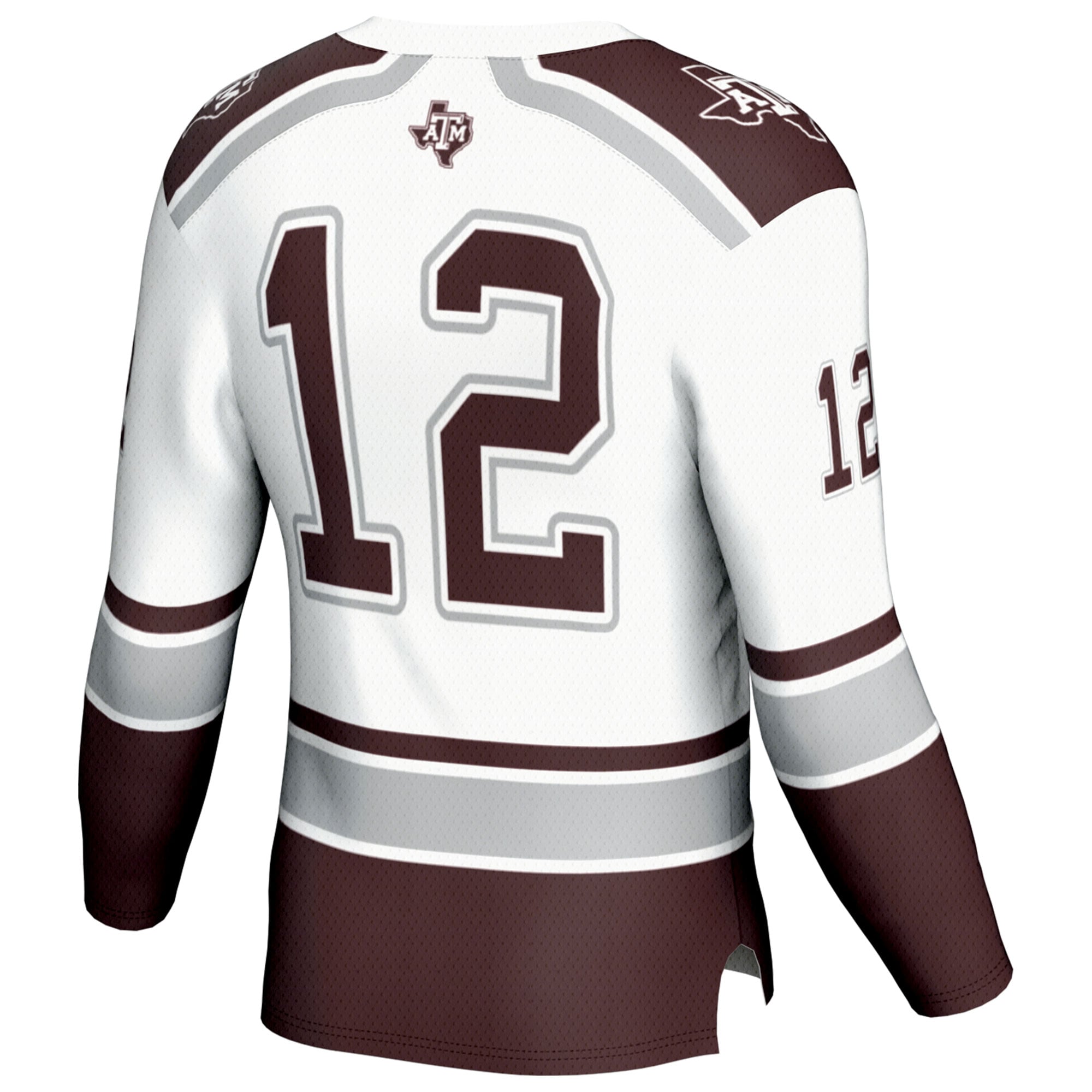 #12 Texas A&M Aggies Unisex Hockey Fashion Jersey - White - back view