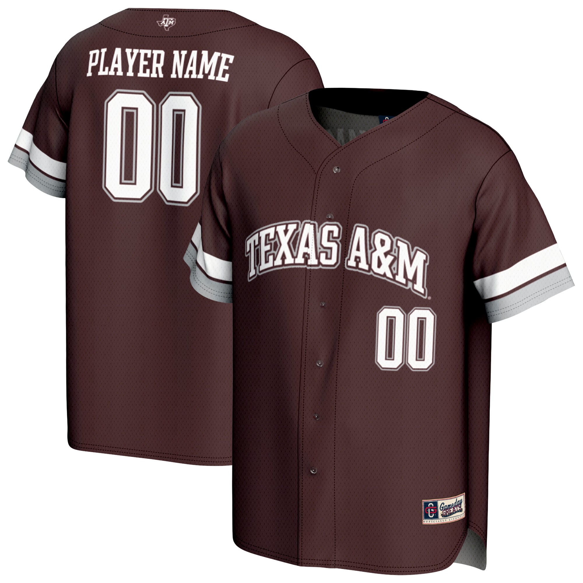 Texas A&M Aggies Unisex Lightweight Baseball Jersey Maroon - front and back view