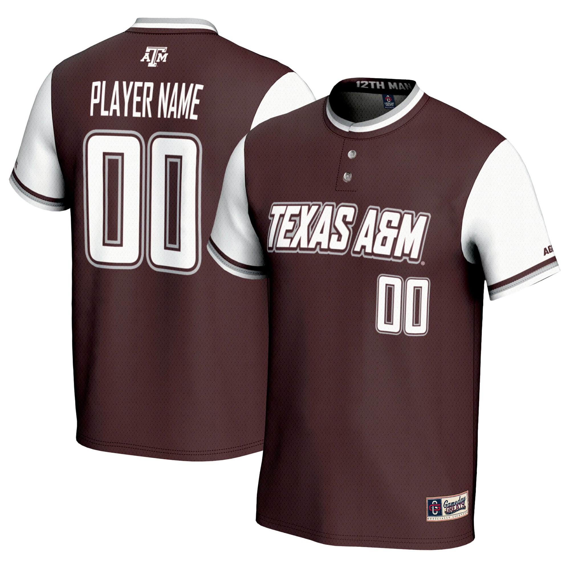 Texas A&M Aggies Unisex Lightweight Softball Jersey Maroon - front and back view