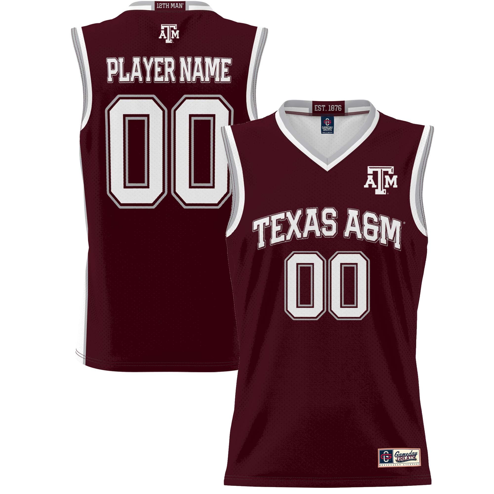 Texas A&M Aggies Unisex Lightweight Women's Basketball Jersey Maroon - front and back view