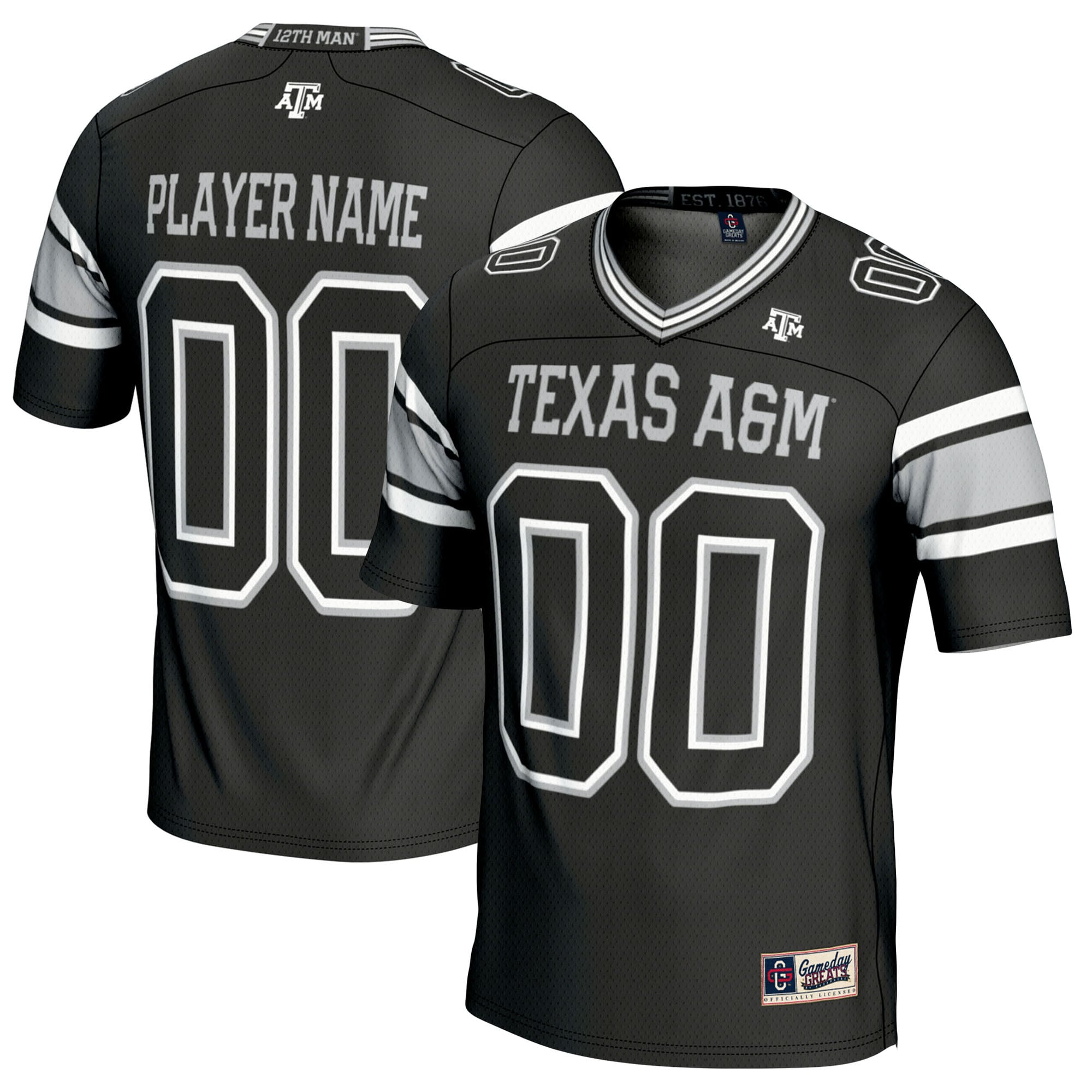 Texas A&M Aggies Youth Football Jersey Black - front and back view