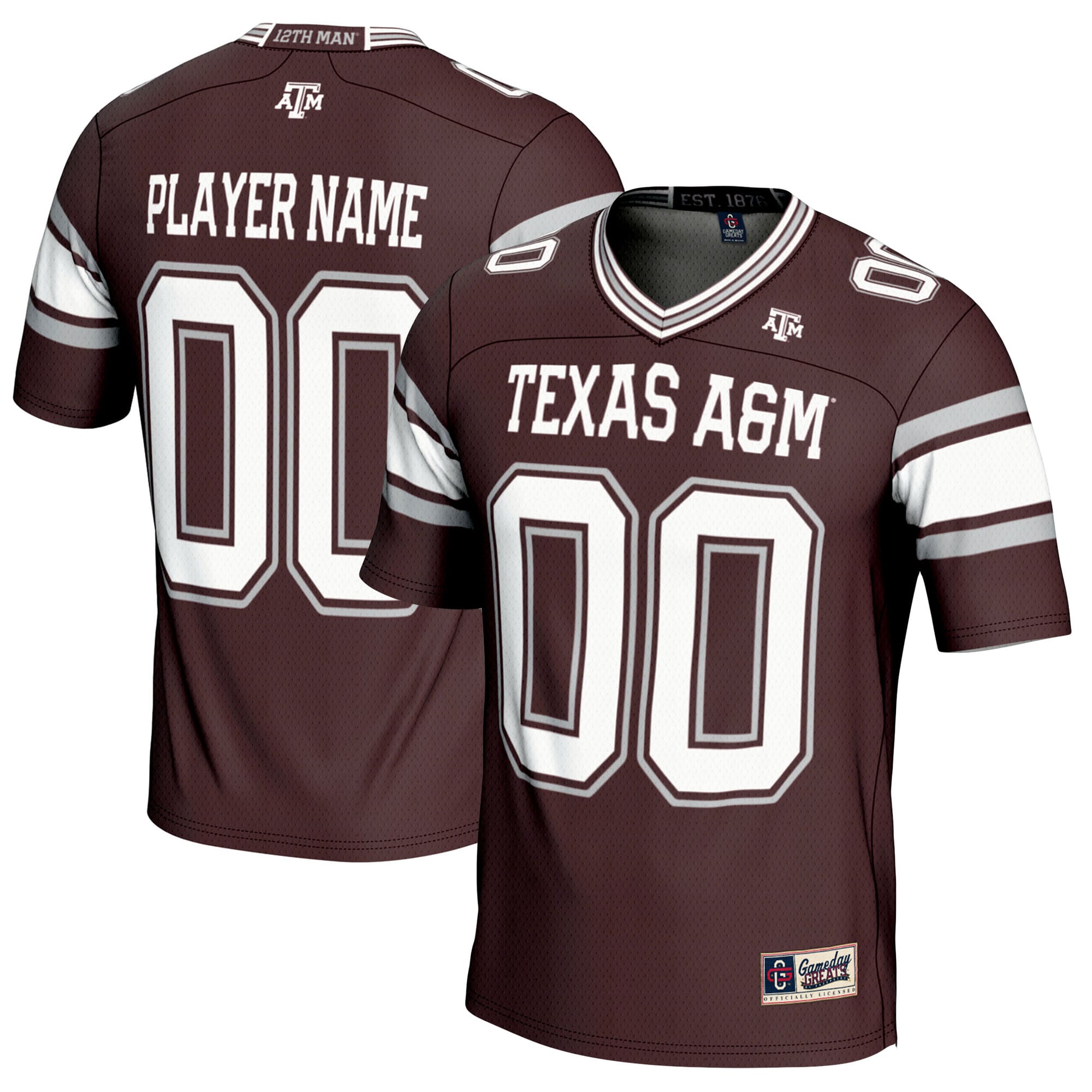 Texas A&M Aggies Youth Football Jersey Maroon - front and back view