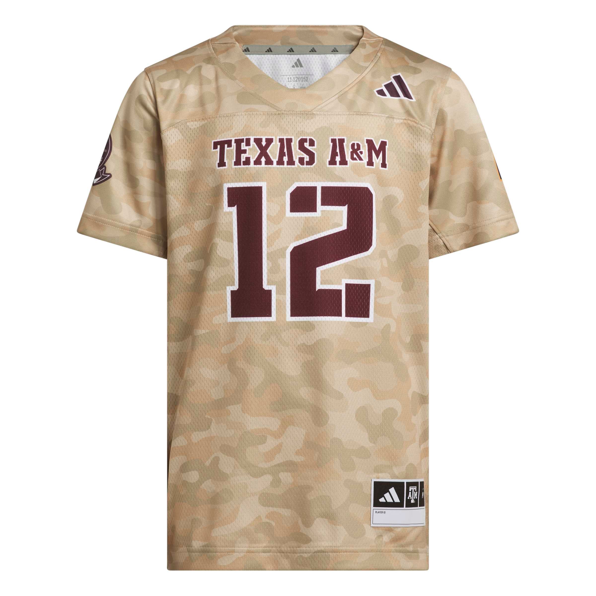 #12 Texas A&M Aggies Youth Honor & Support Strategy Football Jersey Beige - front view
