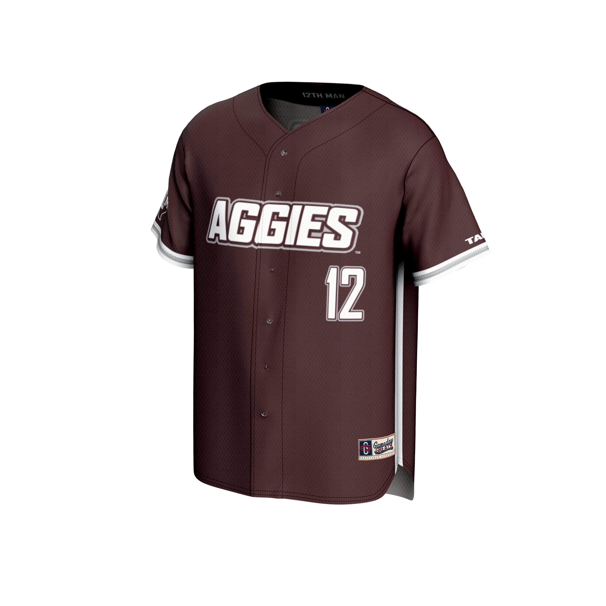 Texas A&M Aggies Youth Lightweight Baseball Jersey Maroon - front view