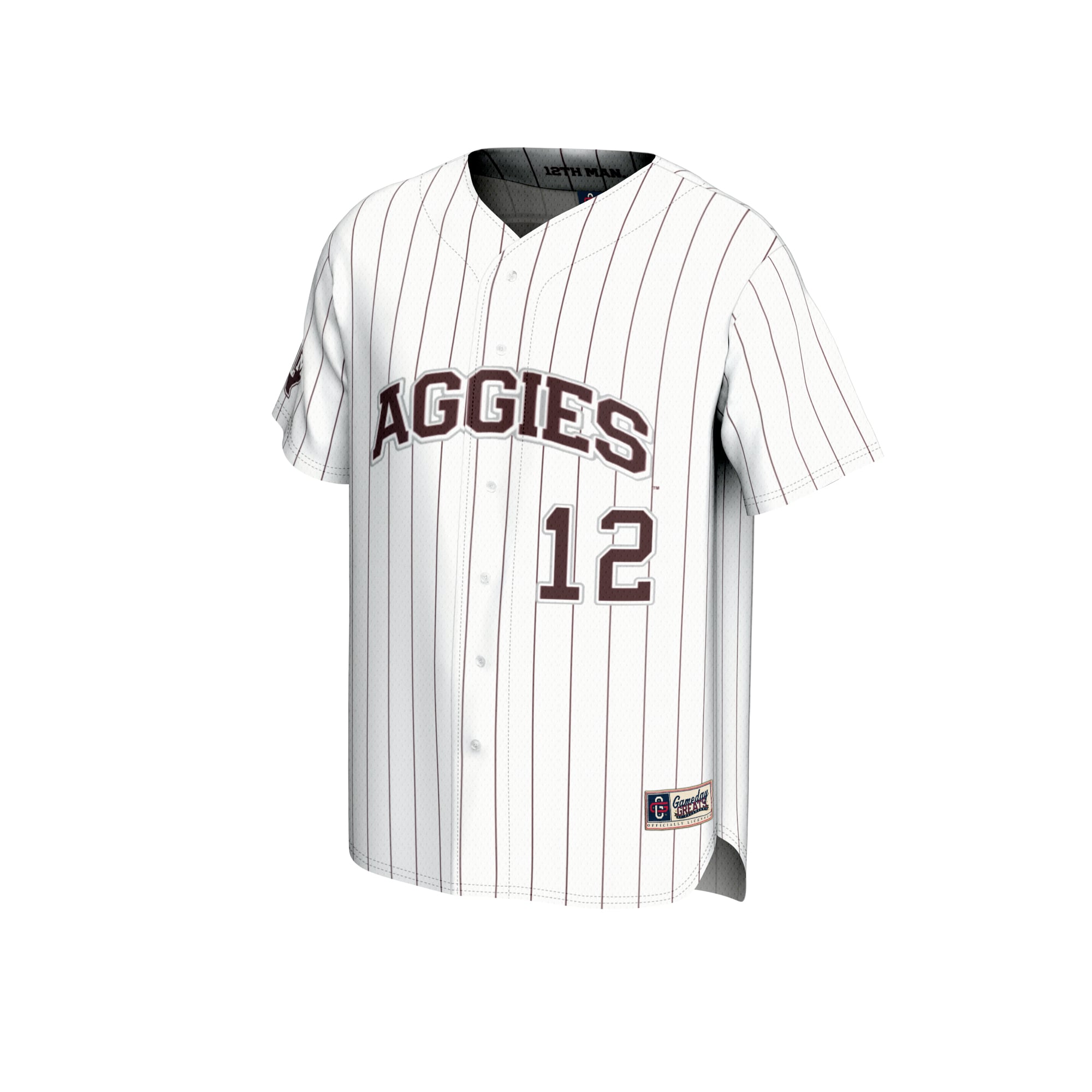 Texas A&M Aggies Youth Lightweight Baseball Jersey White - front view