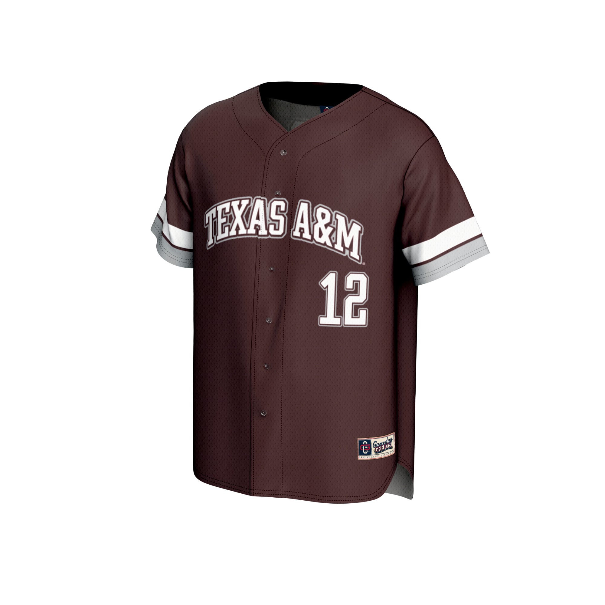 #12 Texas A&M Aggies Youth Lightweight Collegiate Baseball Fashion Jersey Maroon - front view
