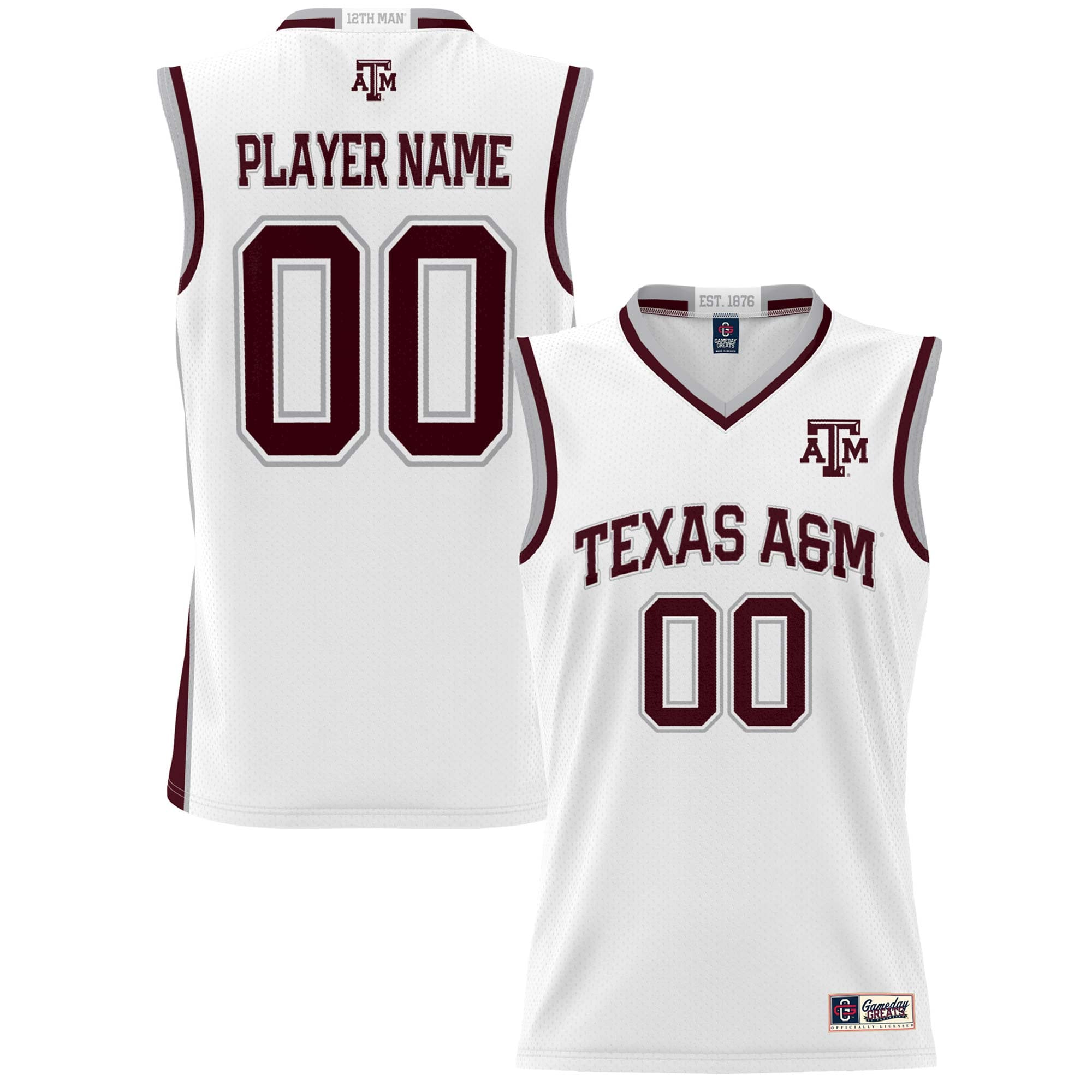 Texas A&M Aggies Youth Lightweight Women's Basketball Jersey White - front and back view