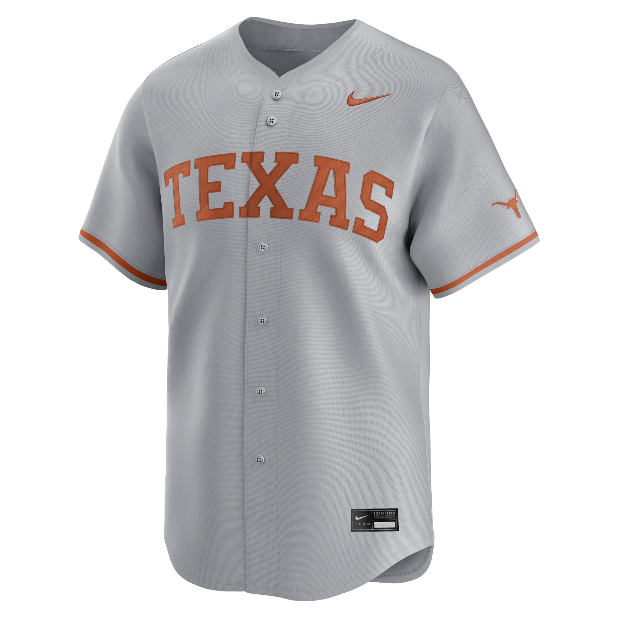 Texas Longhorns Alternate Baseball Jersey Gray - front view