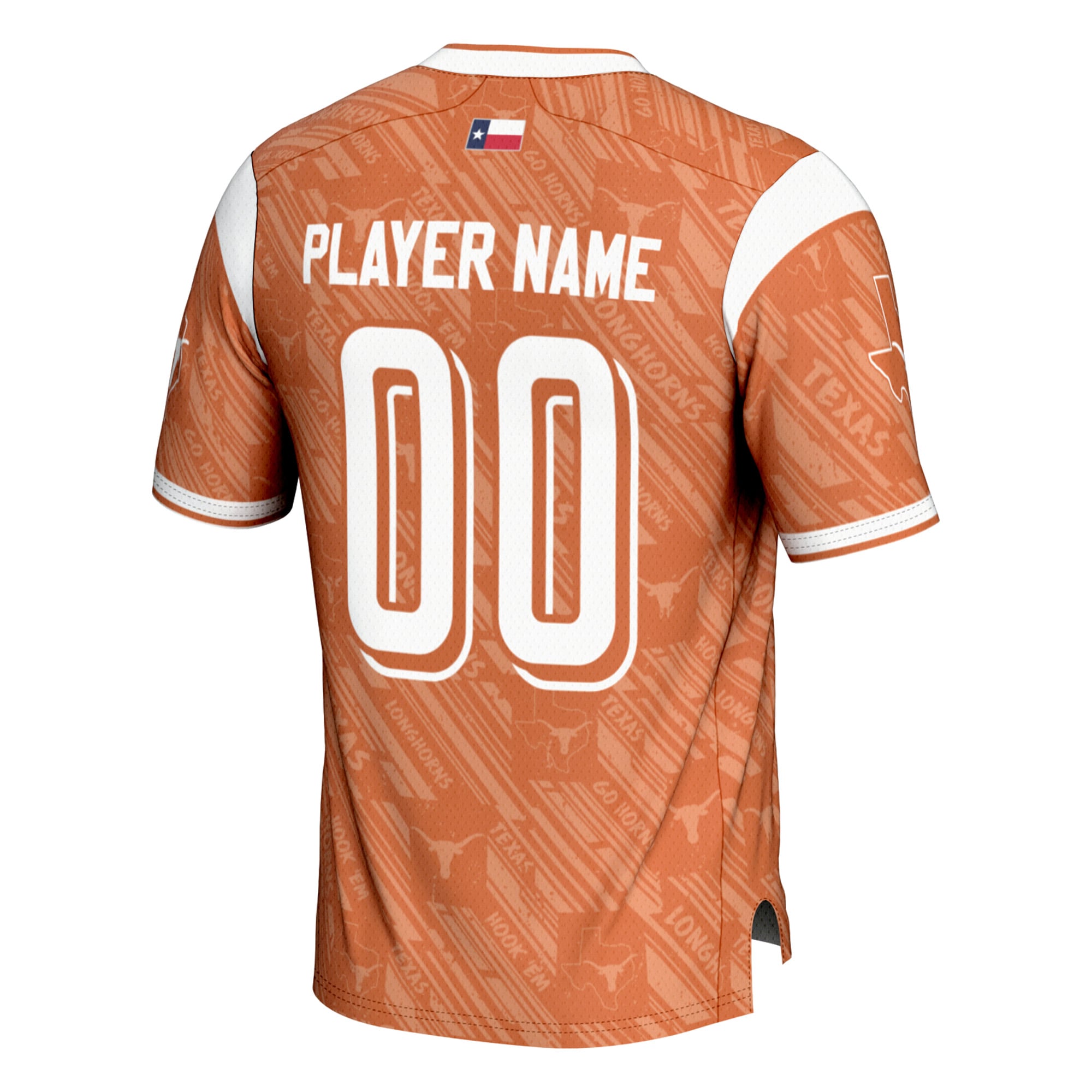 Texas Longhorns Highlight Print Football Jersey Texas Orange - back view