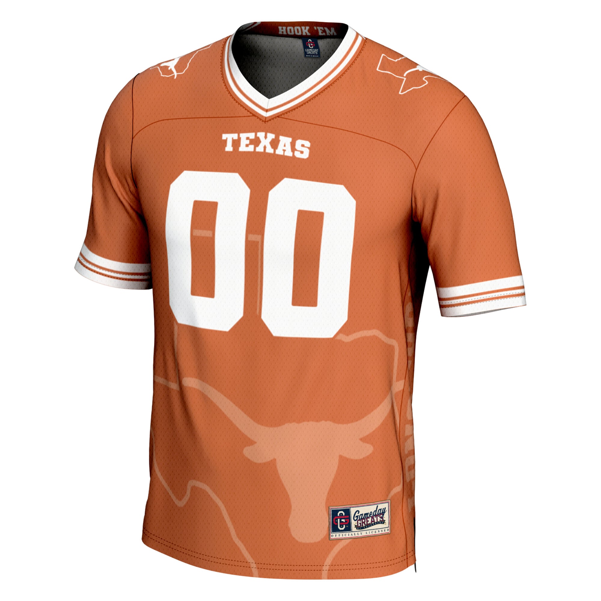 Texas Longhorns Icon Print Football Jersey Texas Orange - front view