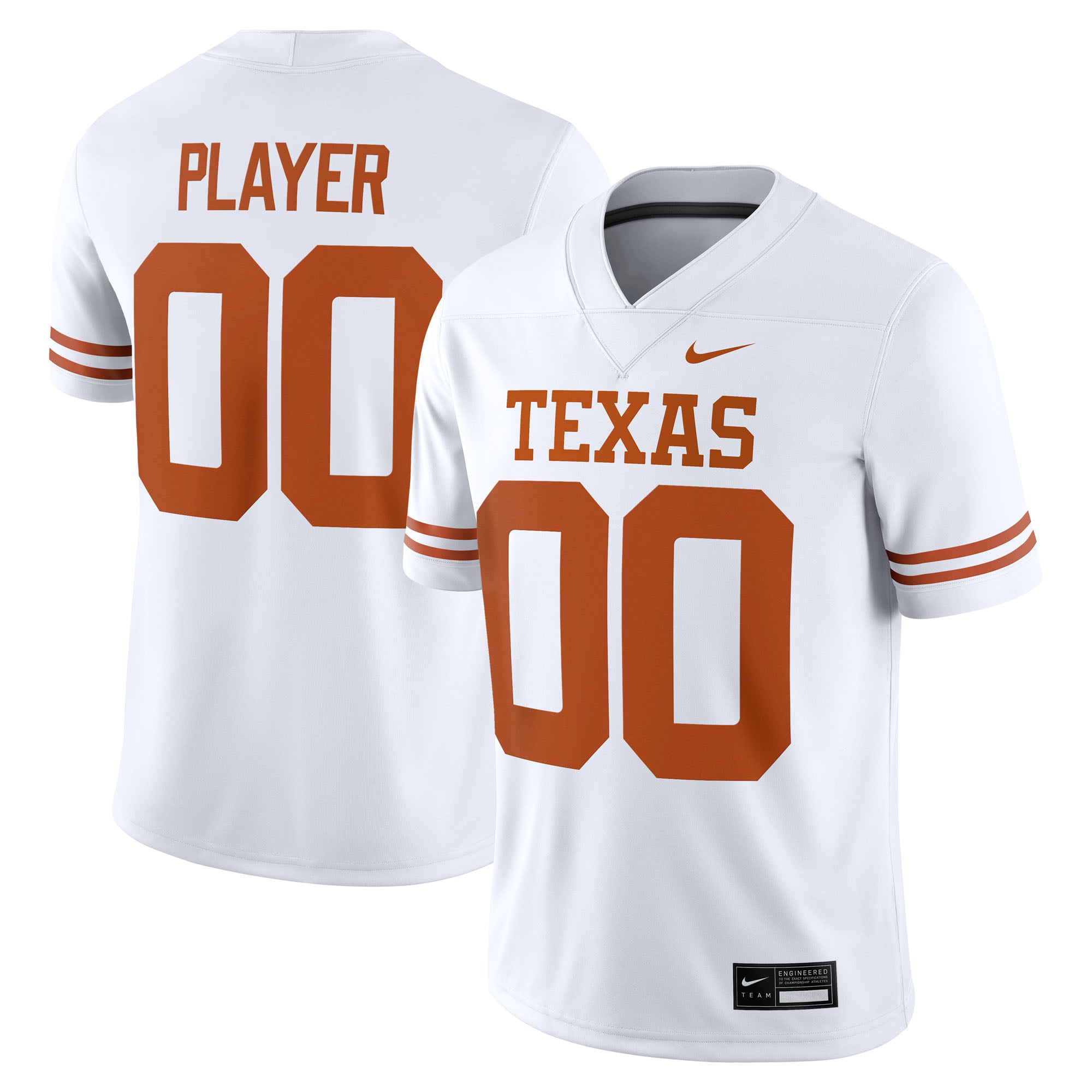 Texas Longhorns Jersey White - front and back view