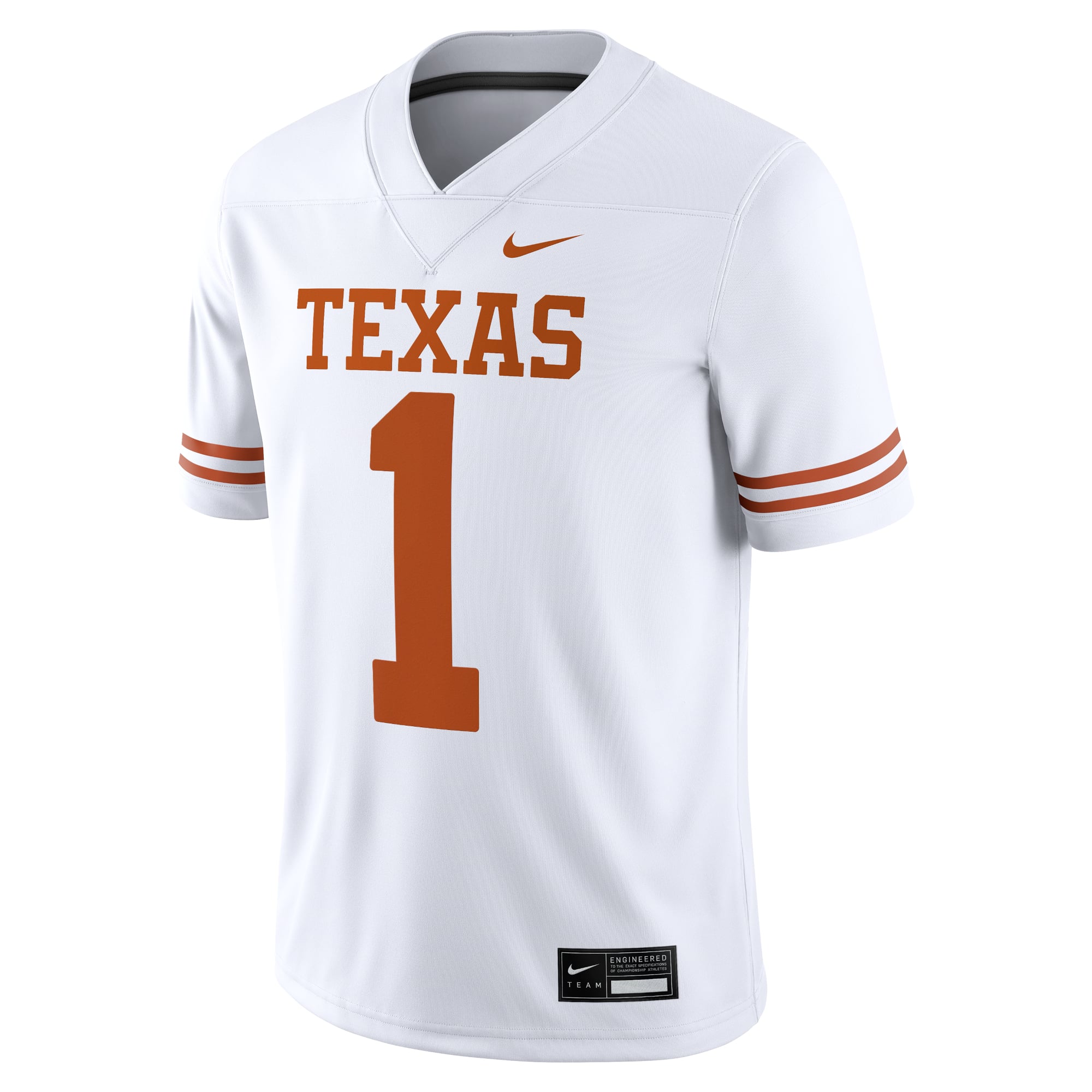 #1 Texas Longhorns Jersey White - front view