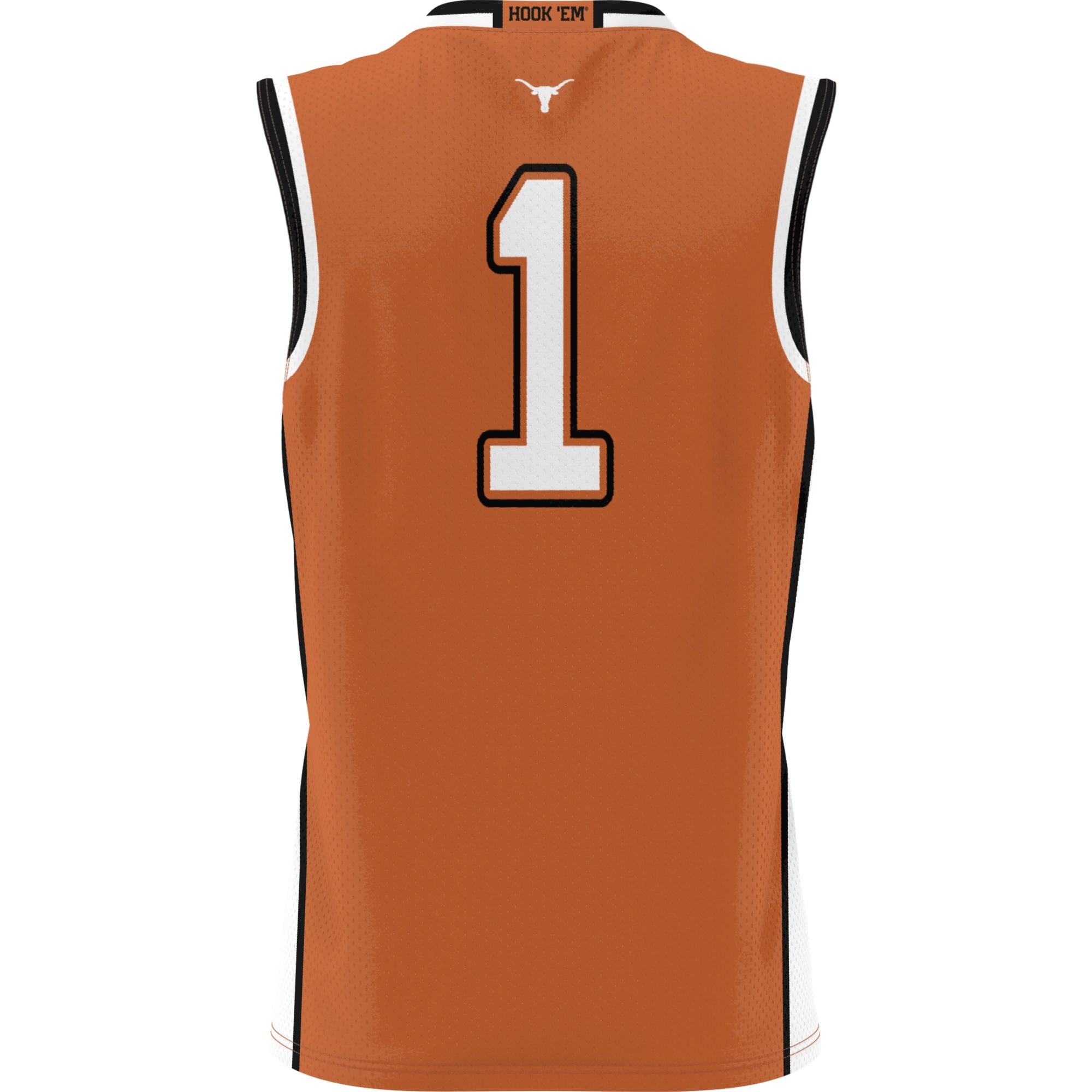 #1 Texas Longhorns Lightweight Collegiate Basketball Jersey Texas Orange - back view