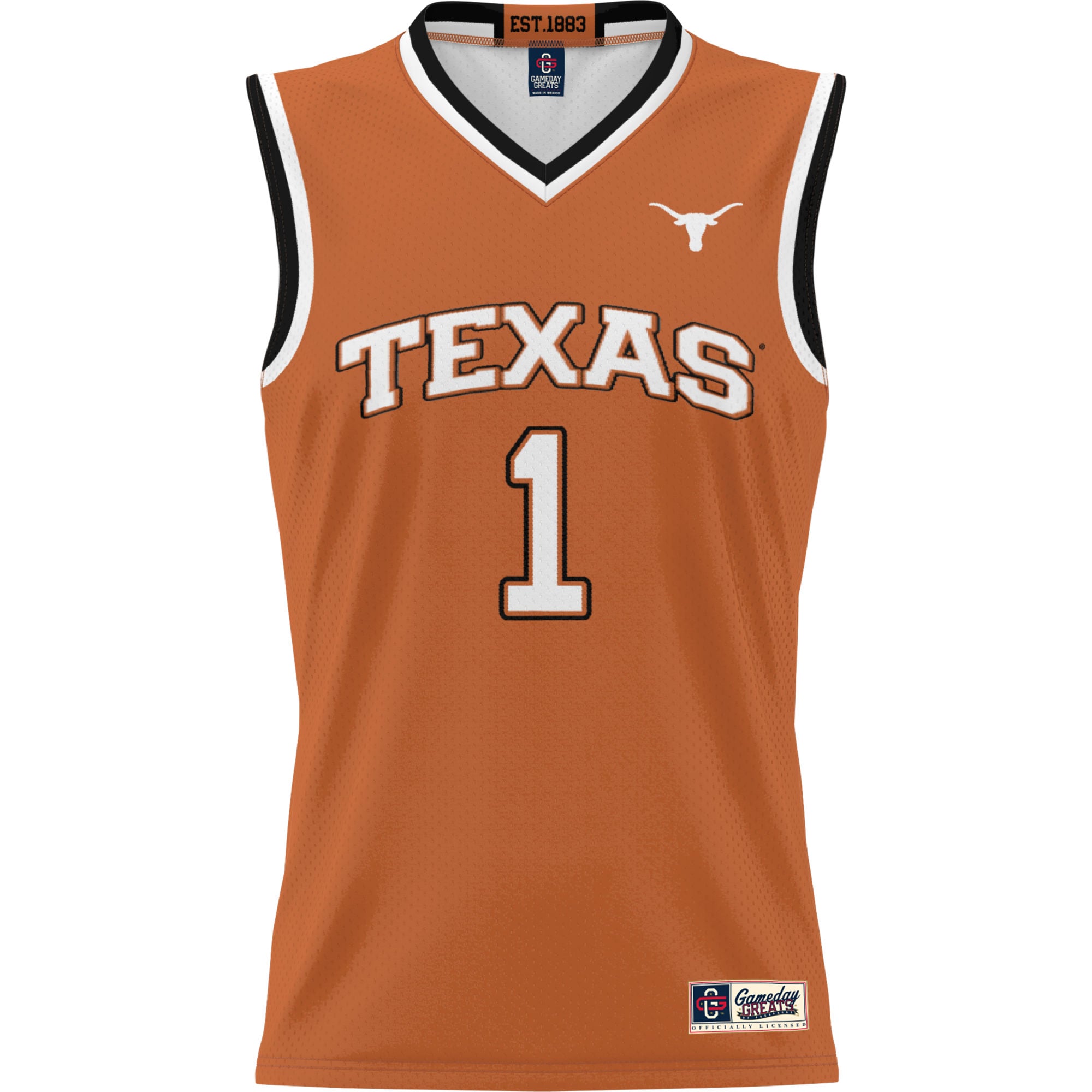 #1 Texas Longhorns Lightweight Collegiate Basketball Jersey Texas Orange - front view