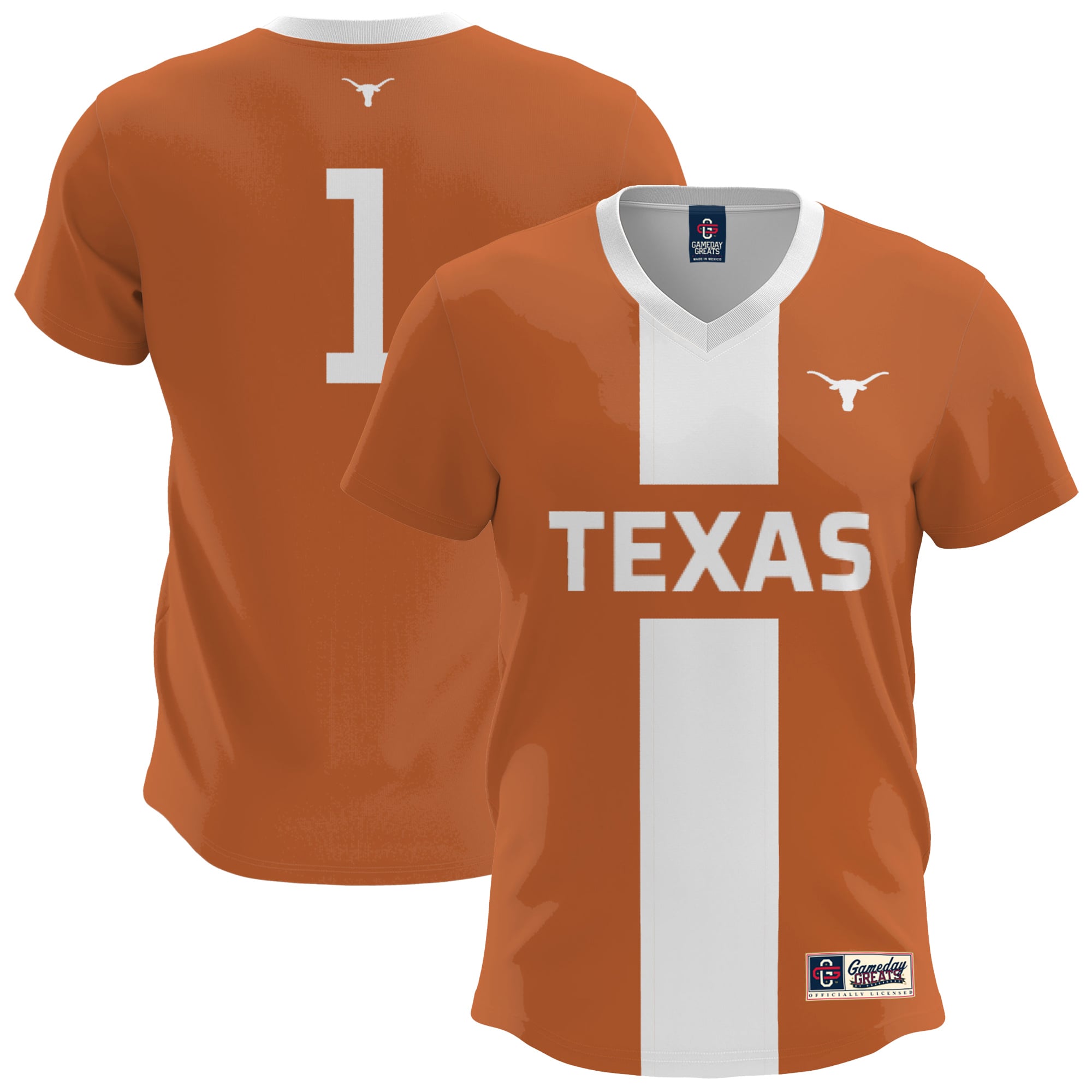 Texas Longhorns Youth Lightweight Soccer Fashion Jersey Burnt Orange - front and back view