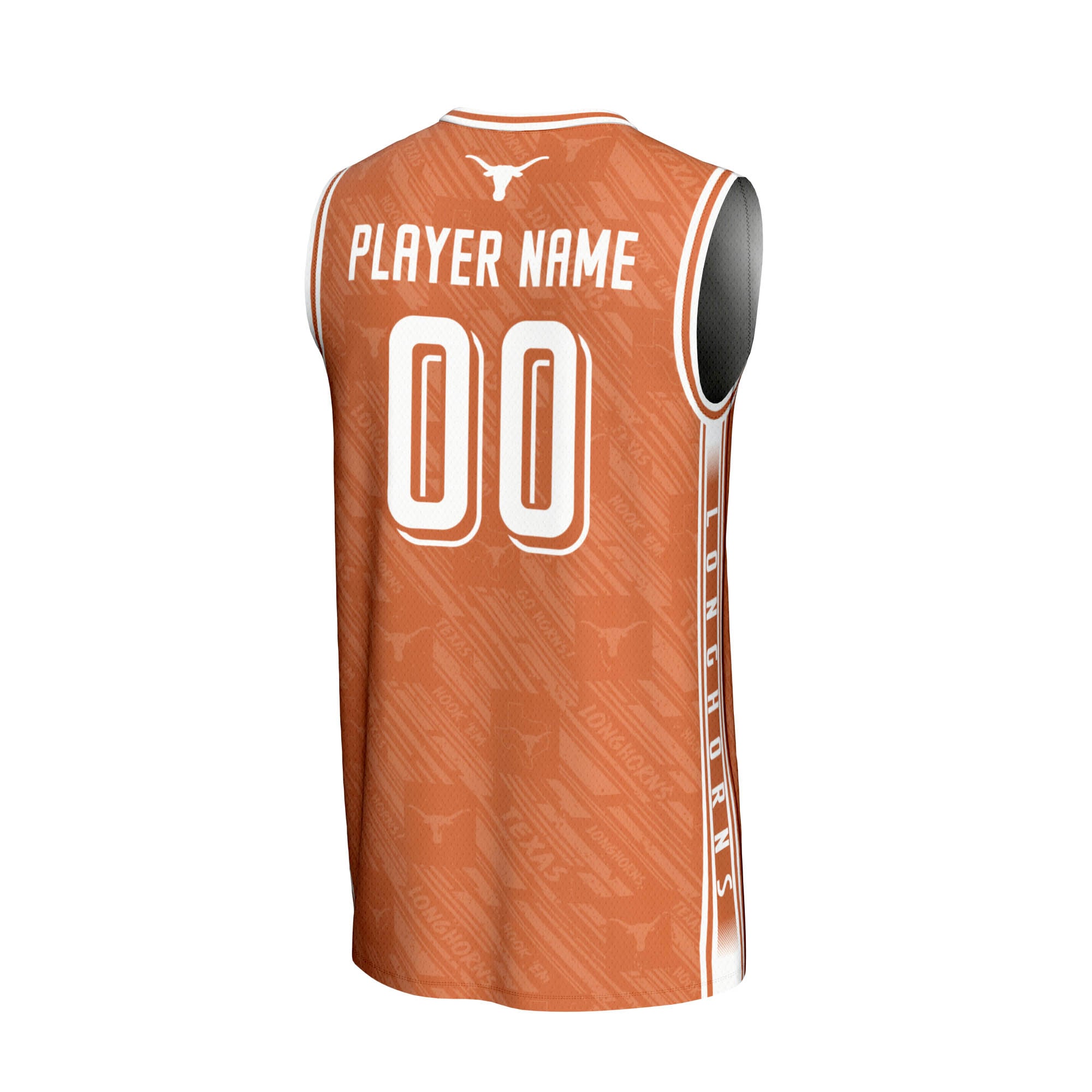 Texas Longhorns Men's Basketball Highlight Print Lightweight Jersey Texas Orange - back view