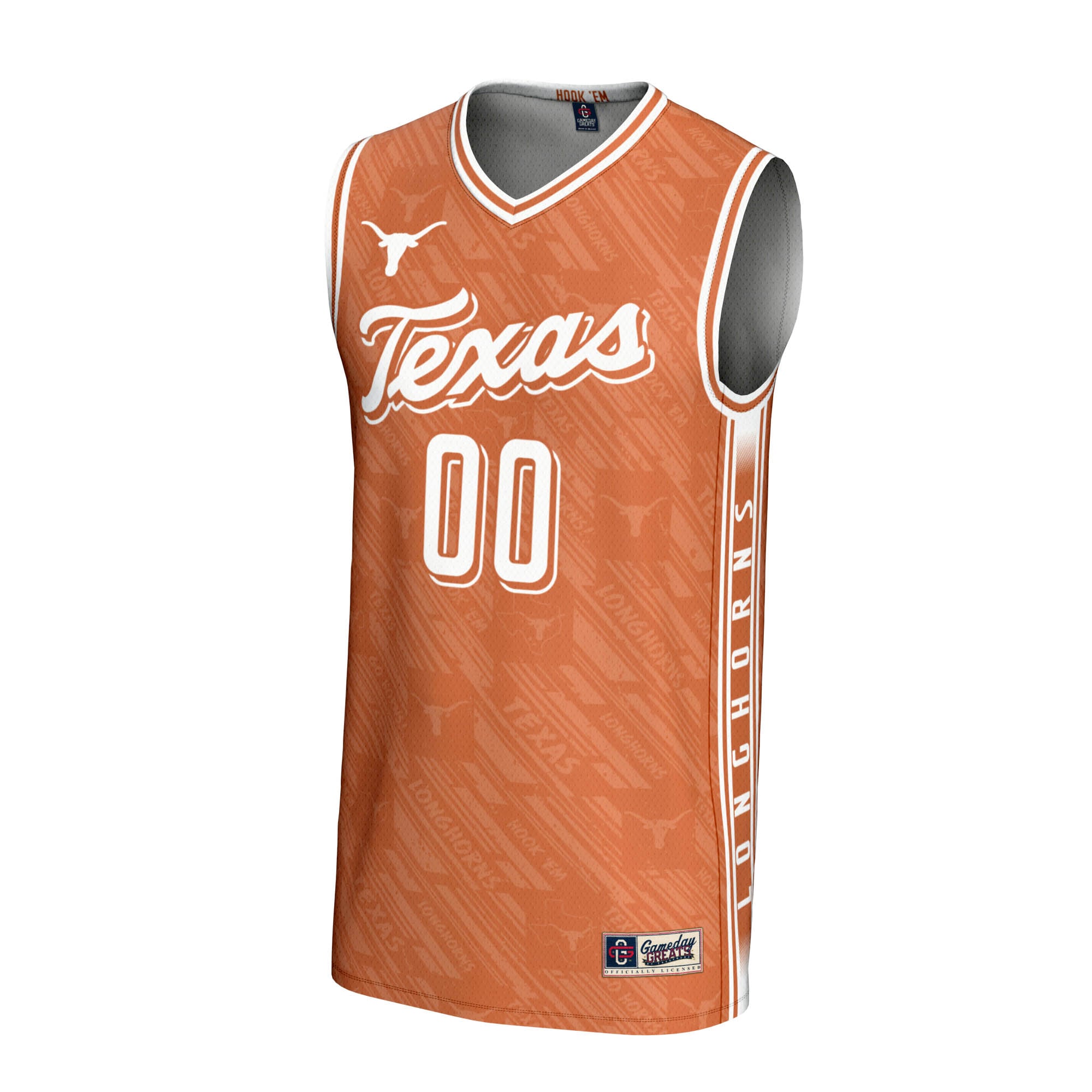 Texas Longhorns Men's Basketball Highlight Print Lightweight Jersey Texas Orange - front view