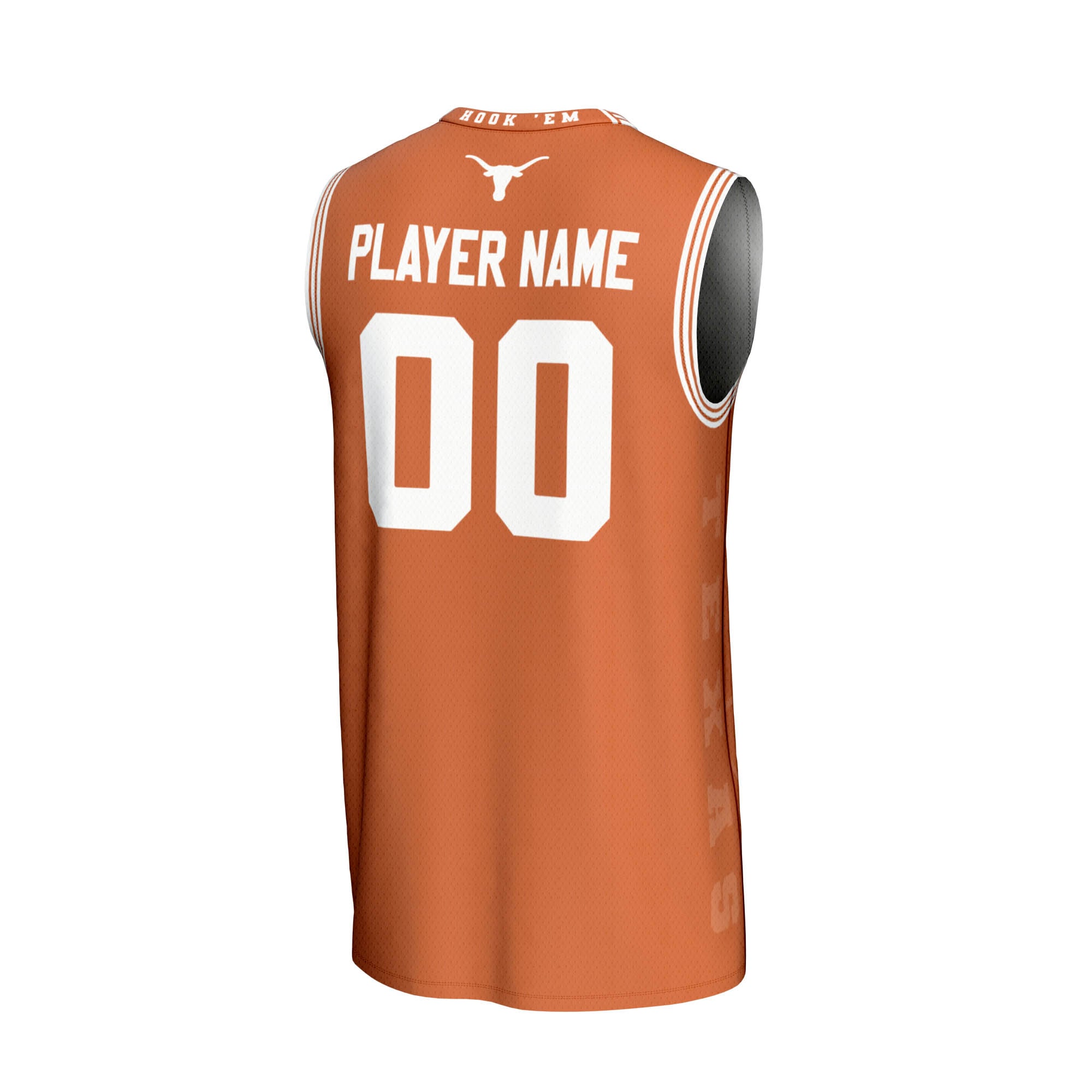 Texas Longhorns Men's Basketball Icon Print Lightweight Jersey Texas Orange - back view