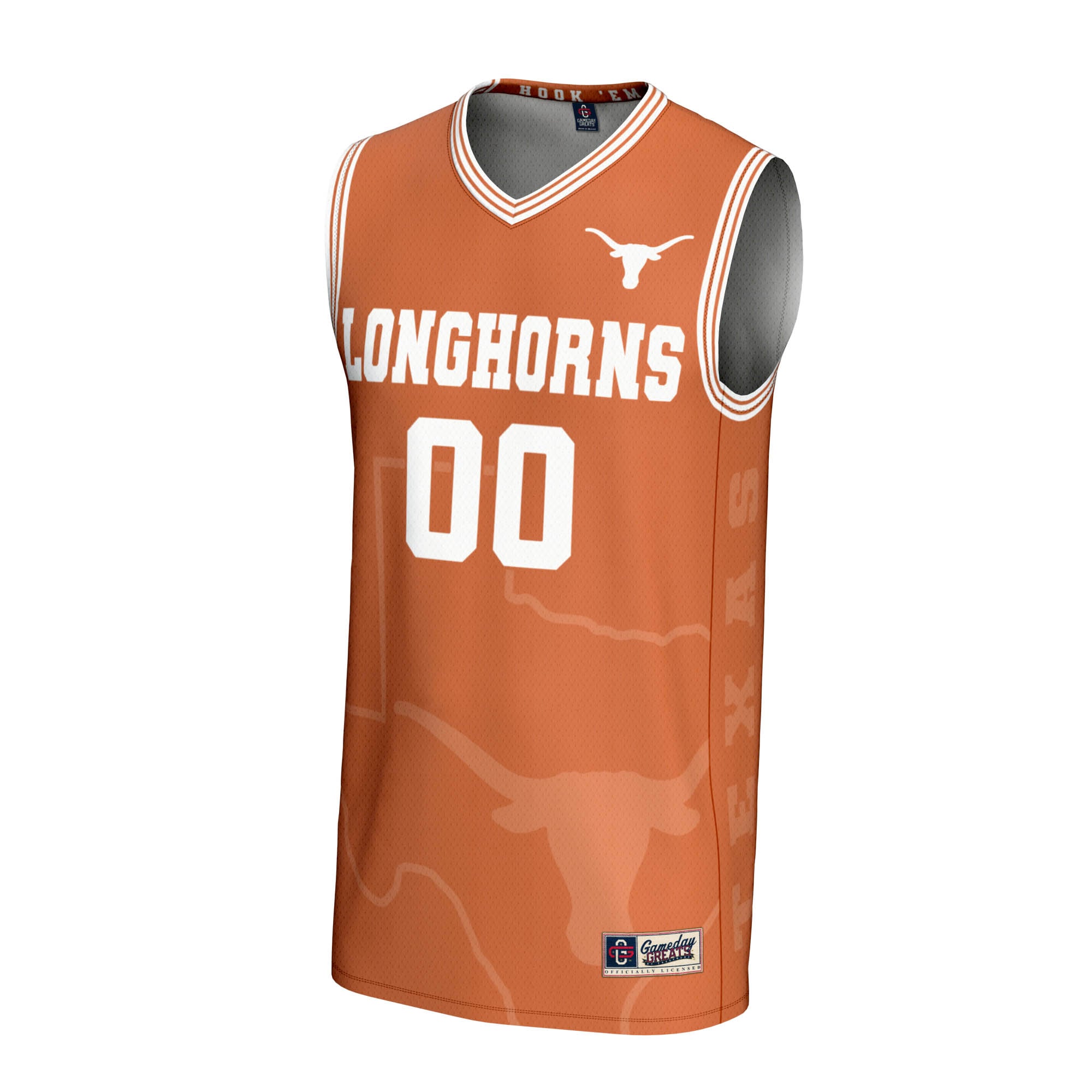 Texas Longhorns Men's Basketball Icon Print Lightweight Jersey Texas Orange - front view