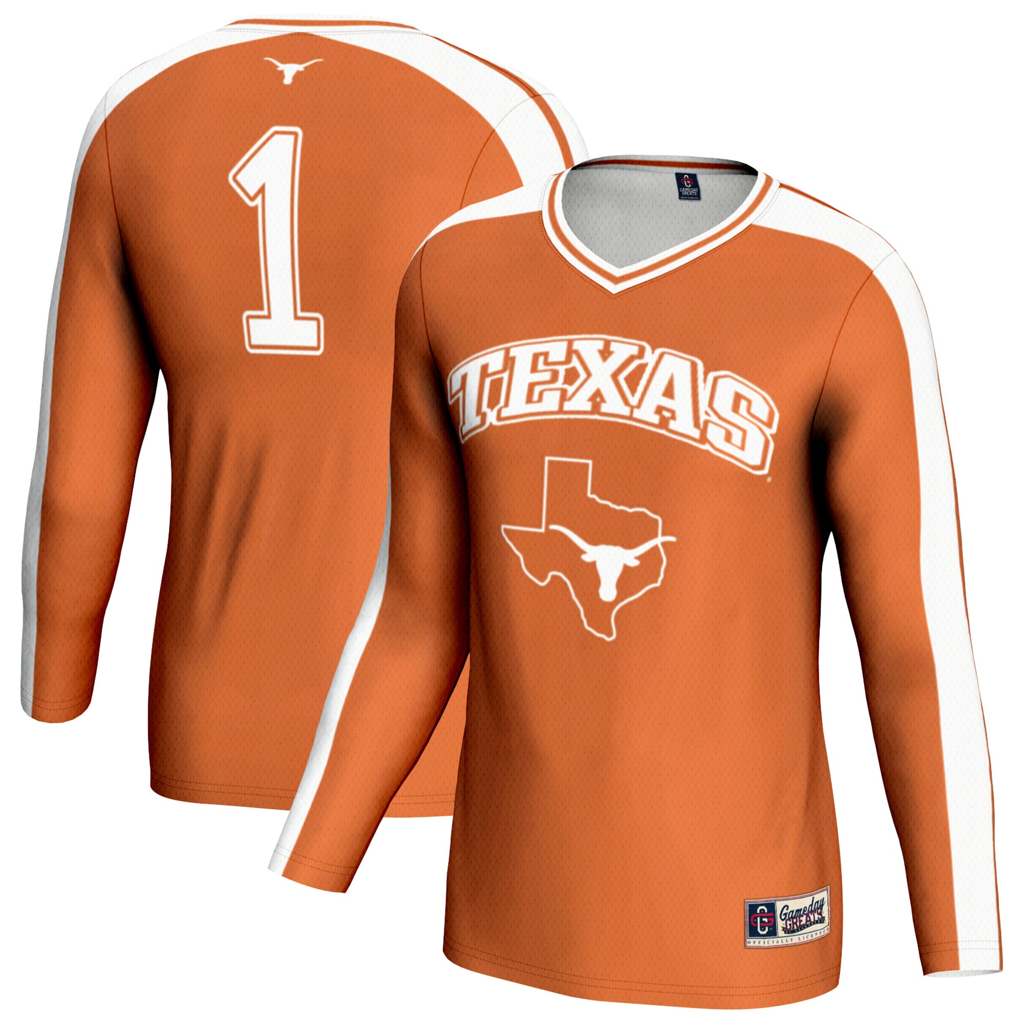 Texas Longhorns Unisex #1 Lightweight Volleyball Fashion Jersey Burnt Orange - front and back view