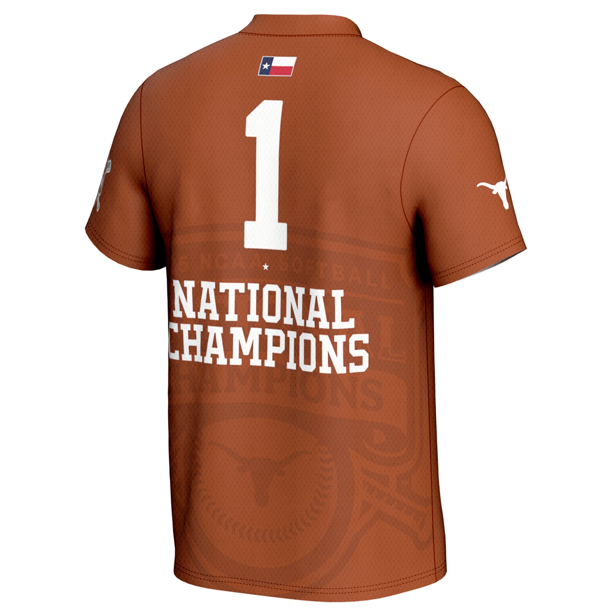 #1 Texas Longhorns Unisex 2025 NCAA Softball Women's College World Series Champions - back view