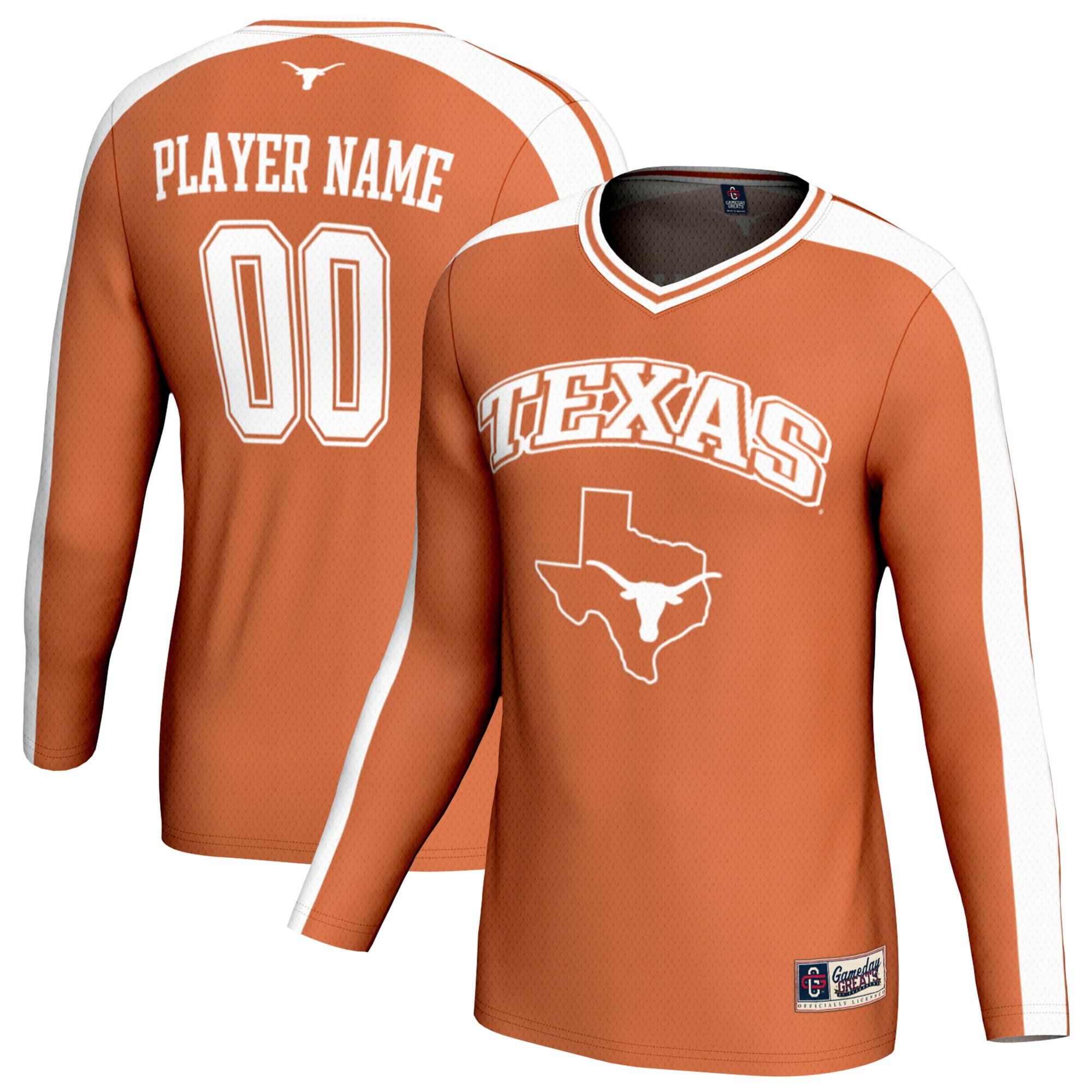 Texas Longhorns Unisex Lightweight Collegiate Volleyball Fashion Jersey Texas - front and back view